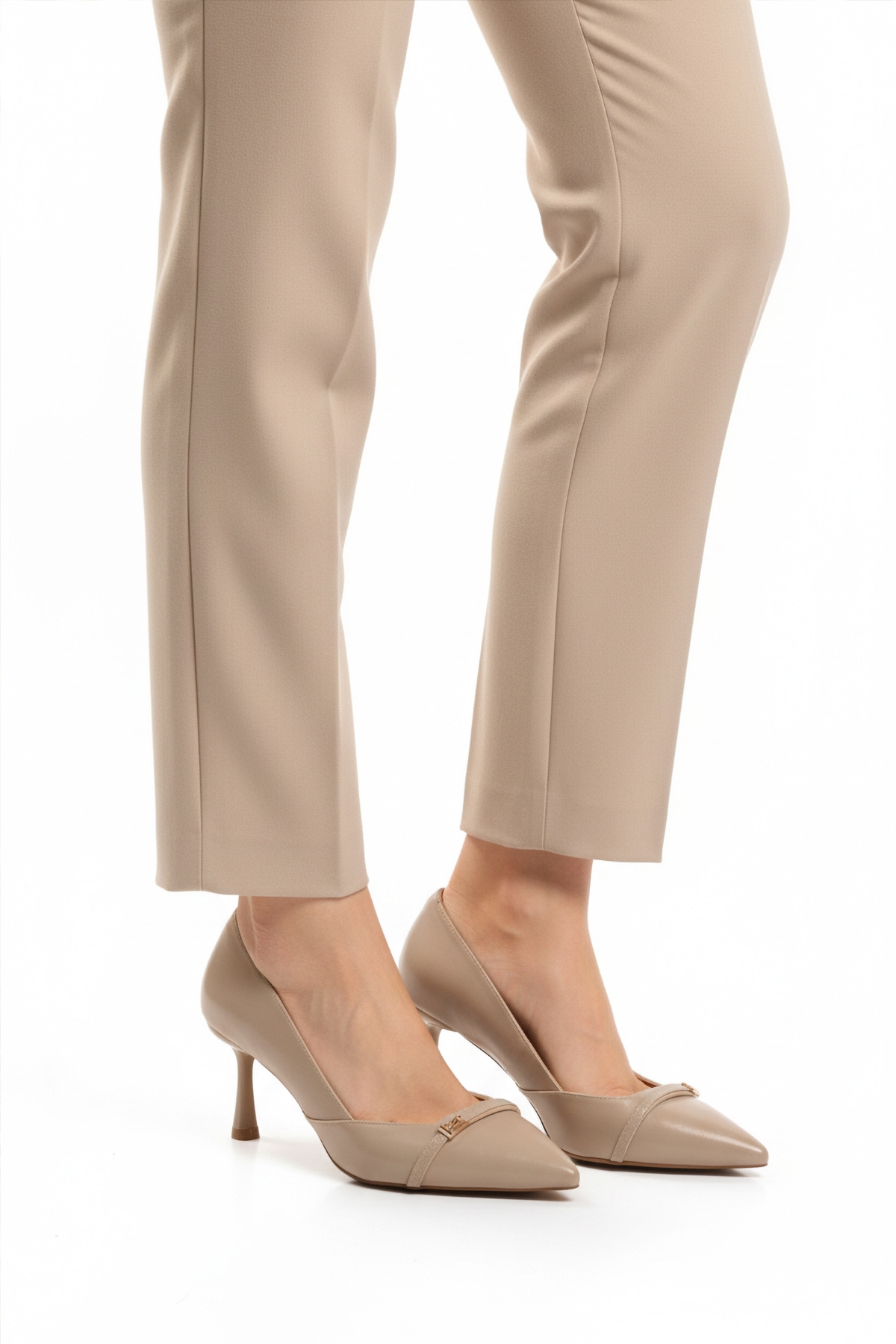 Ayakmod Ayakmod 575040 Z Bej Kırışık Kadın Topuklu Ayakkabı Kadın Klasik Ayakkabı Flo'da! Bej - 3. görsel