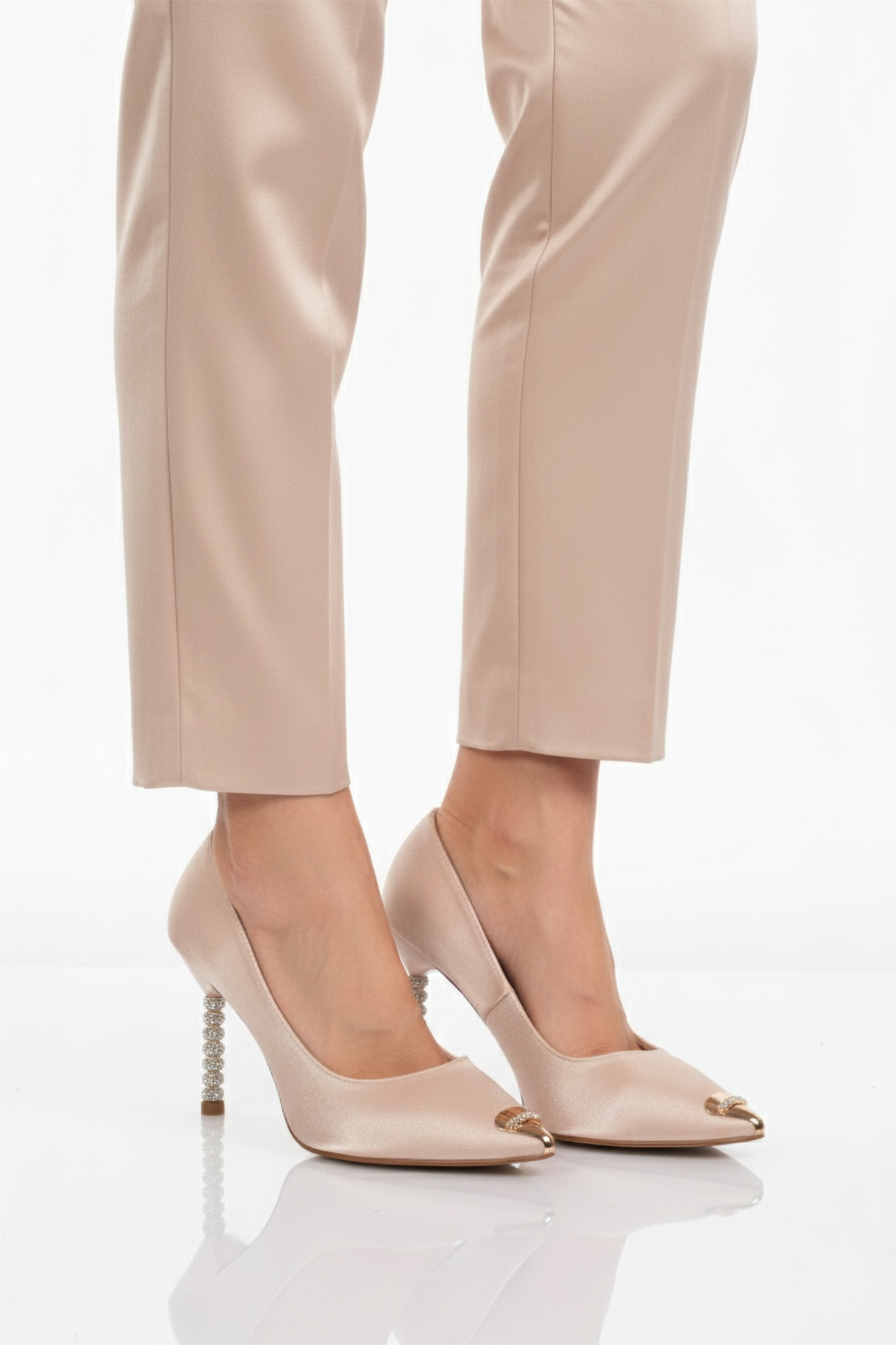 Ayakmod Ayakmod 357191 Z Bej Saten Kadın Abiye Ayakkabı Flo'da! Bej - 3. görsel