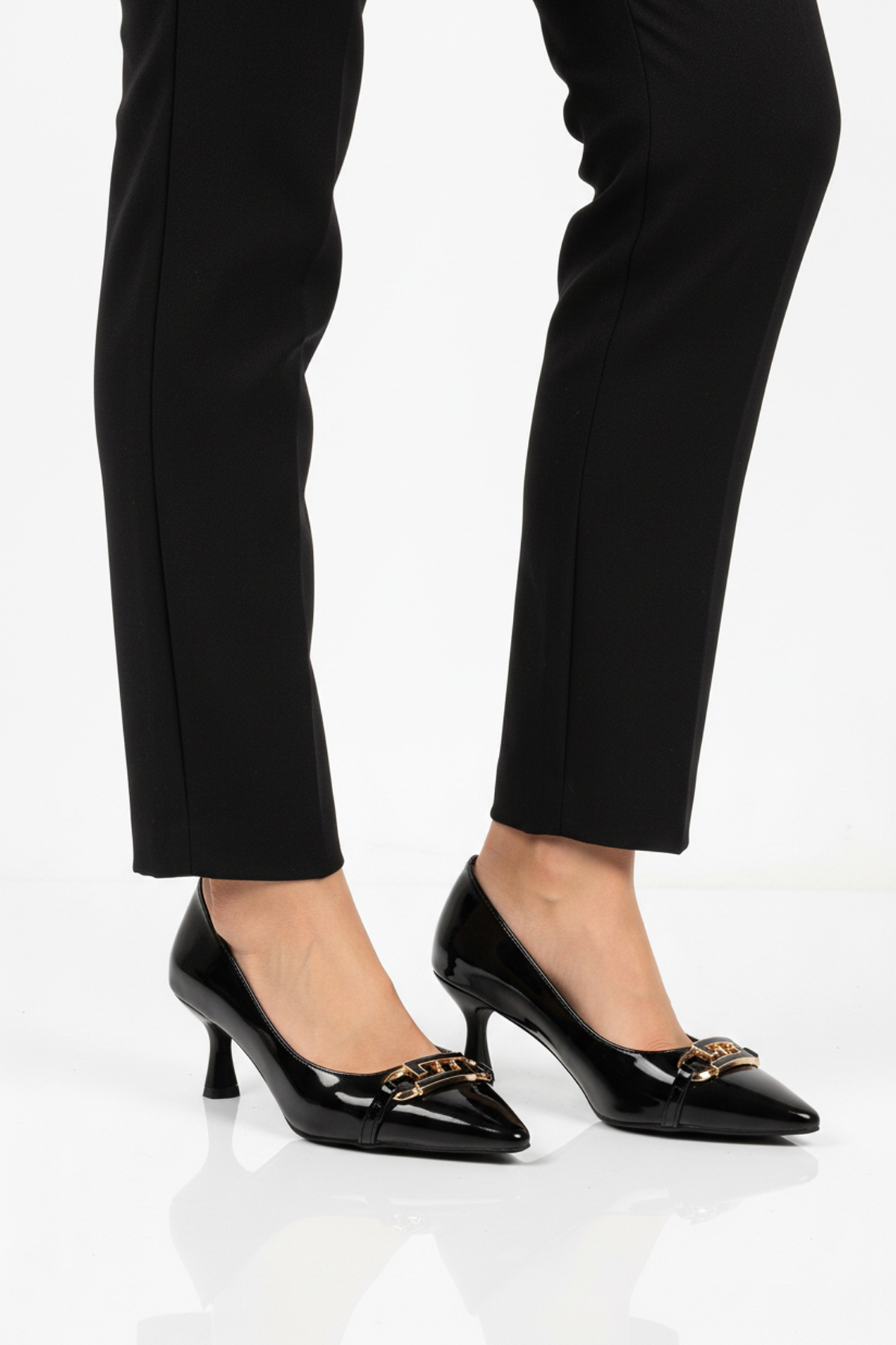 Ayakmod Ayakmod 695029 Z Siyah Rugan Kadın Tokalı Stiletto Kadın Topuklu Ayakkabı Flo'da! Siyah - 3. görsel