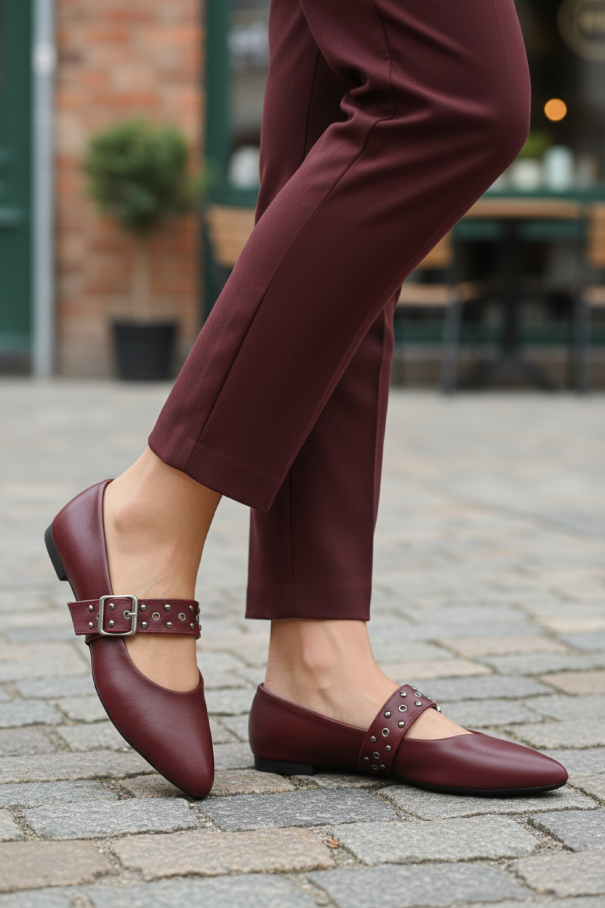 Ayakmod Ayakmod 209166 Z Bordo Cilt Kadın Tokalı Babet Günlük Ayakkabı Flo'da! Bordo - 2. görsel