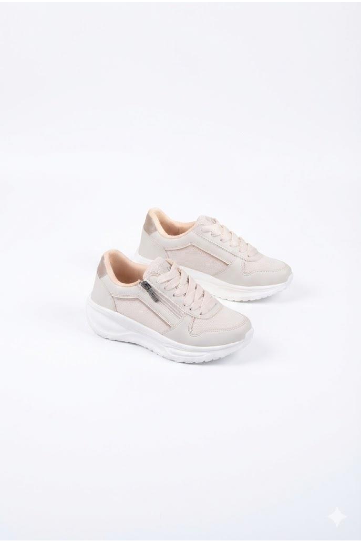 Fort Fort Bej 0605 Sea Rahat Fermuarlı Bağçıklı Kalın Taban Kadın Spor Ayakkabı Flo'da! Bej - 6. görsel