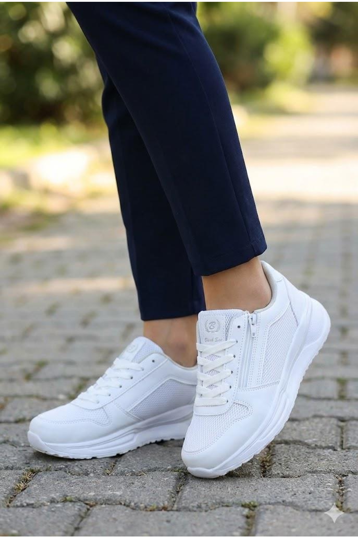 Fort Fort Beyaz 0605 Sea Rahat Fermuarlı Bağçıklı Kalın Taban Kadın Spor Ayakkabı Flo'da! Beyaz - 2. görsel