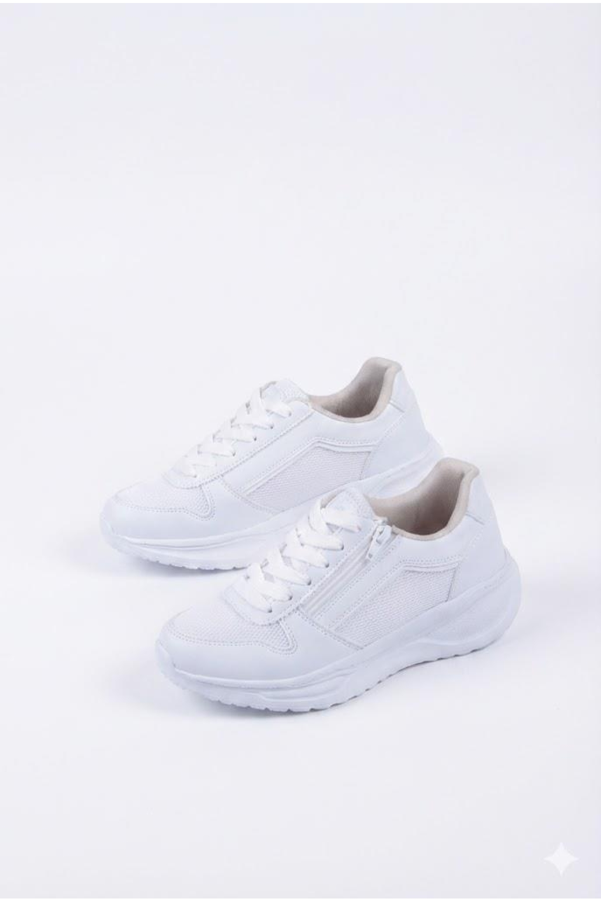 Fort Fort Beyaz 0605 Sea Rahat Fermuarlı Bağçıklı Kalın Taban Kadın Spor Ayakkabı Flo'da! Beyaz - 9. görsel