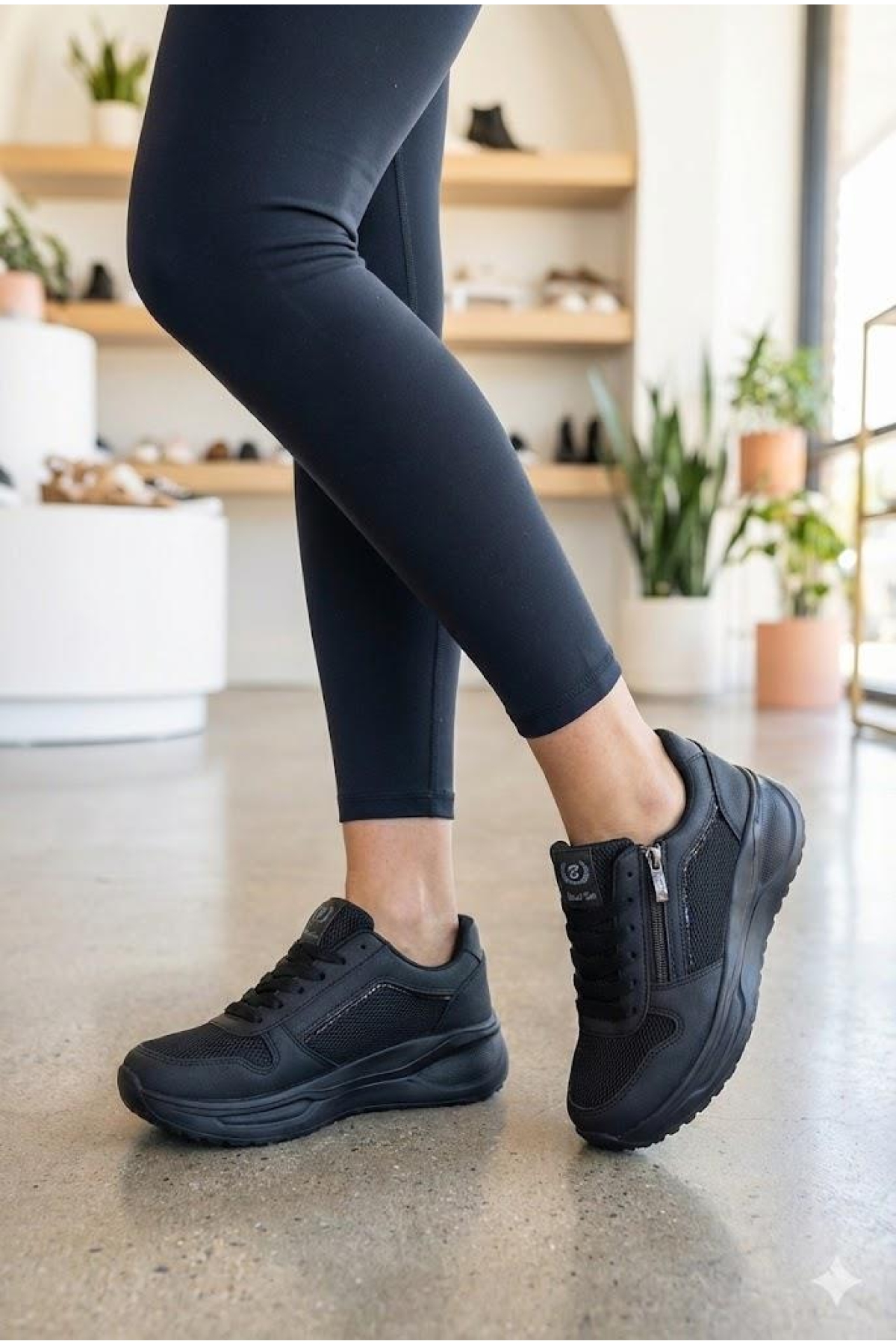 Fort Fort Siyah 0605 Sea Rahat Fermuarlı Bağçıklı Kalın Taban Kadın Spor Ayakkabı Flo'da! Siyah - 4. görsel