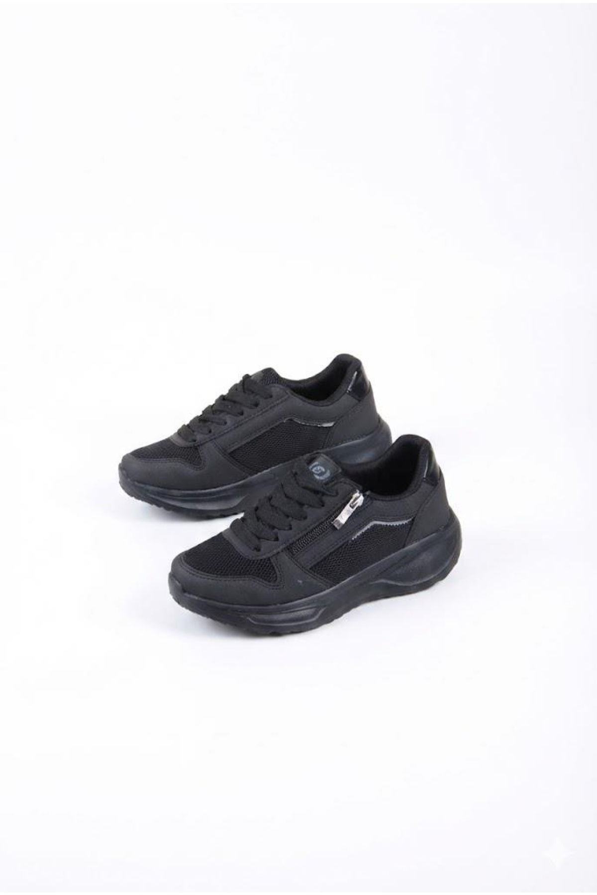 Fort Fort Siyah 0605 Sea Rahat Fermuarlı Bağçıklı Kalın Taban Kadın Spor Ayakkabı Flo'da! Siyah - 9. görsel
