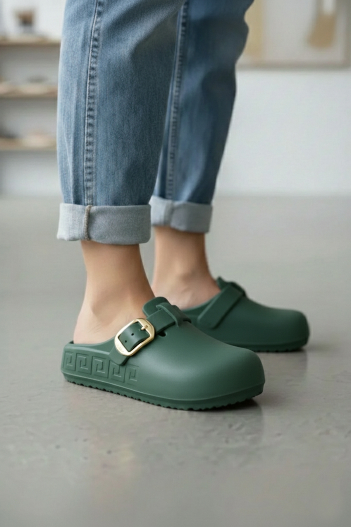 Vojo Vojo Yeşil Lov Tokalı Ortopedik Yumuşak Hafif Taban Kadın Terlik Flo'da! Yeşil - 2. görsel