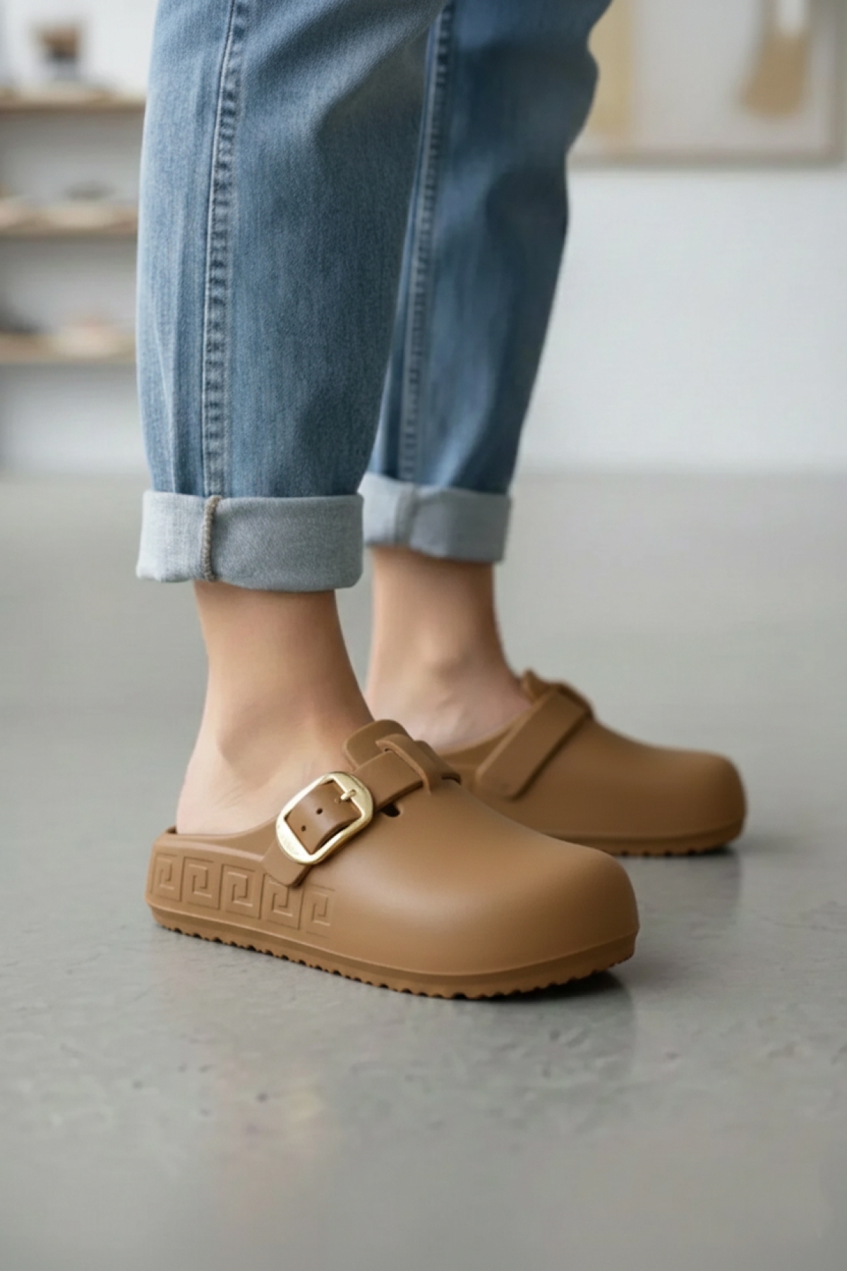 Vojo Vojo Lov Tokalı Ortopedik Yumuşak Hafif Taban Kadın Terlik Flo'da! Taba - 2. görsel