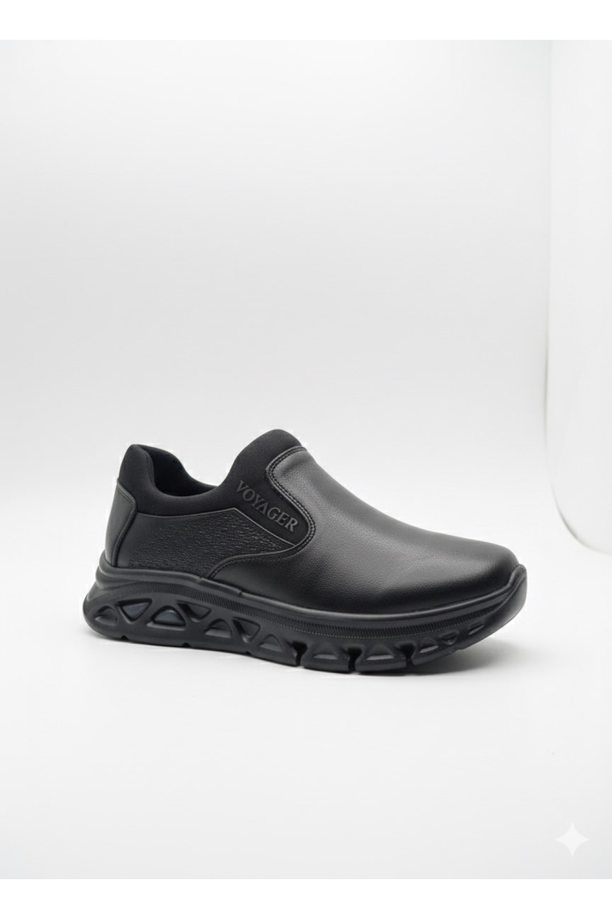 Voyager Voyager Siyah Streçli Sıkıştırılmış Köpük Taban Ortopedik Deri Kadın Ayakkabı Z391 Flo'da! Siyah - 2. görsel