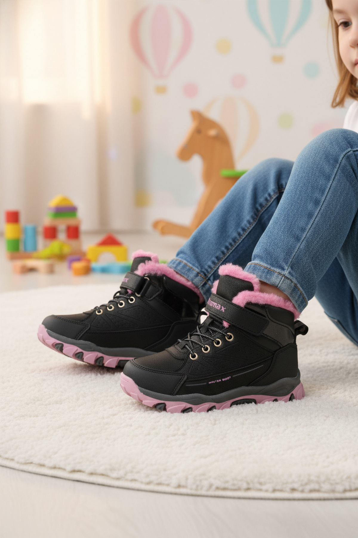 Promax Promax 2082 Cırtlı Kürklü Kaymaz Siyah-Pembe Kız Çocuk Bot Flo'da! Siyah - 2. görsel