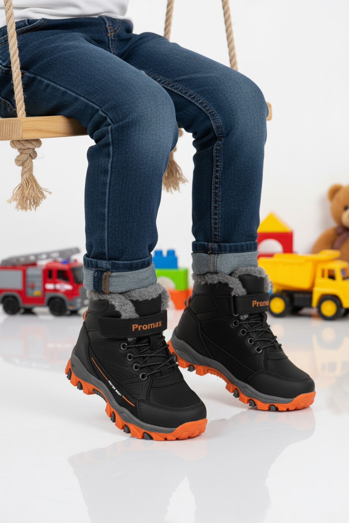 Promax Promax 2082 Cırtlı Kürklü Kaymaz Siyah-Turuncu Erkek Çocuk Bot Flo'da! Siyah - 3. görsel