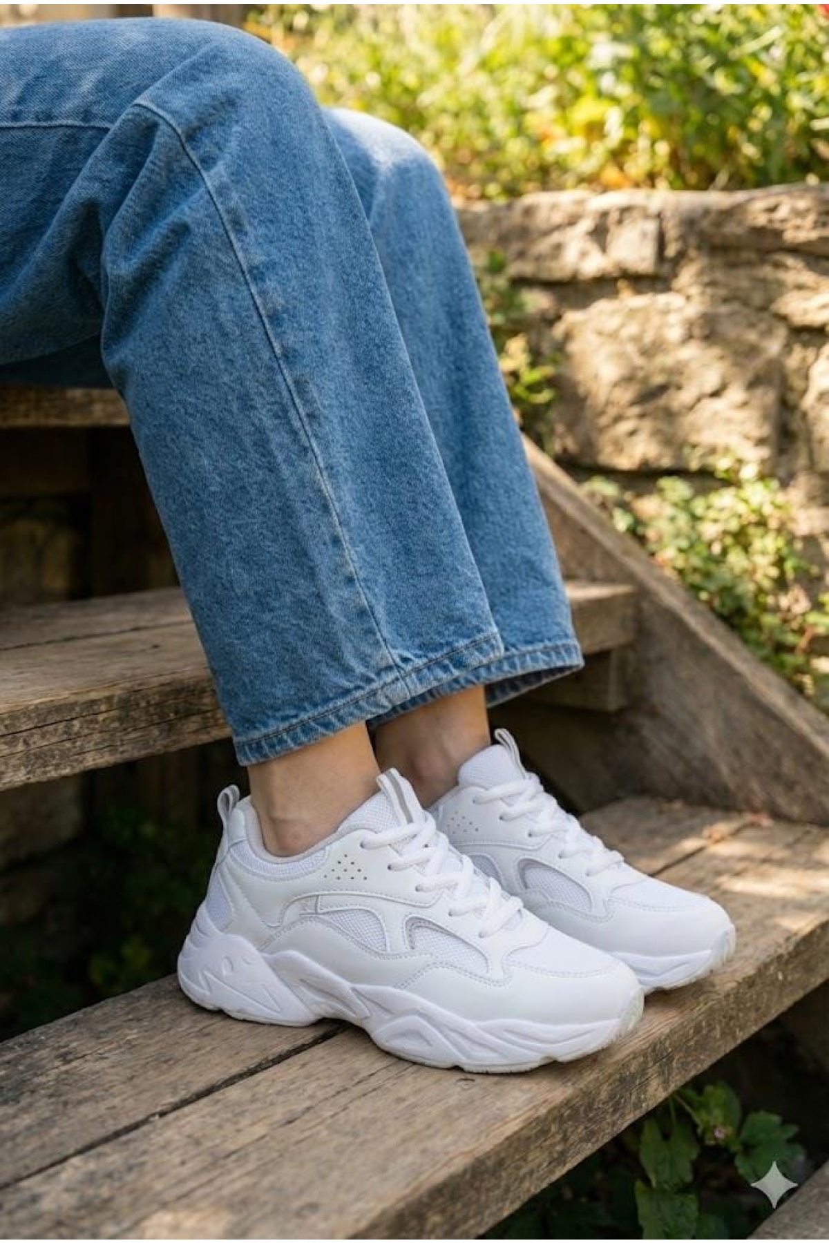 Fort Fort Beyaz 2107 LMB Rahat Hafif Kalın Taban Sneaker Kadın Spor Ayakkabı Flo'da! Beyaz - 2. görsel
