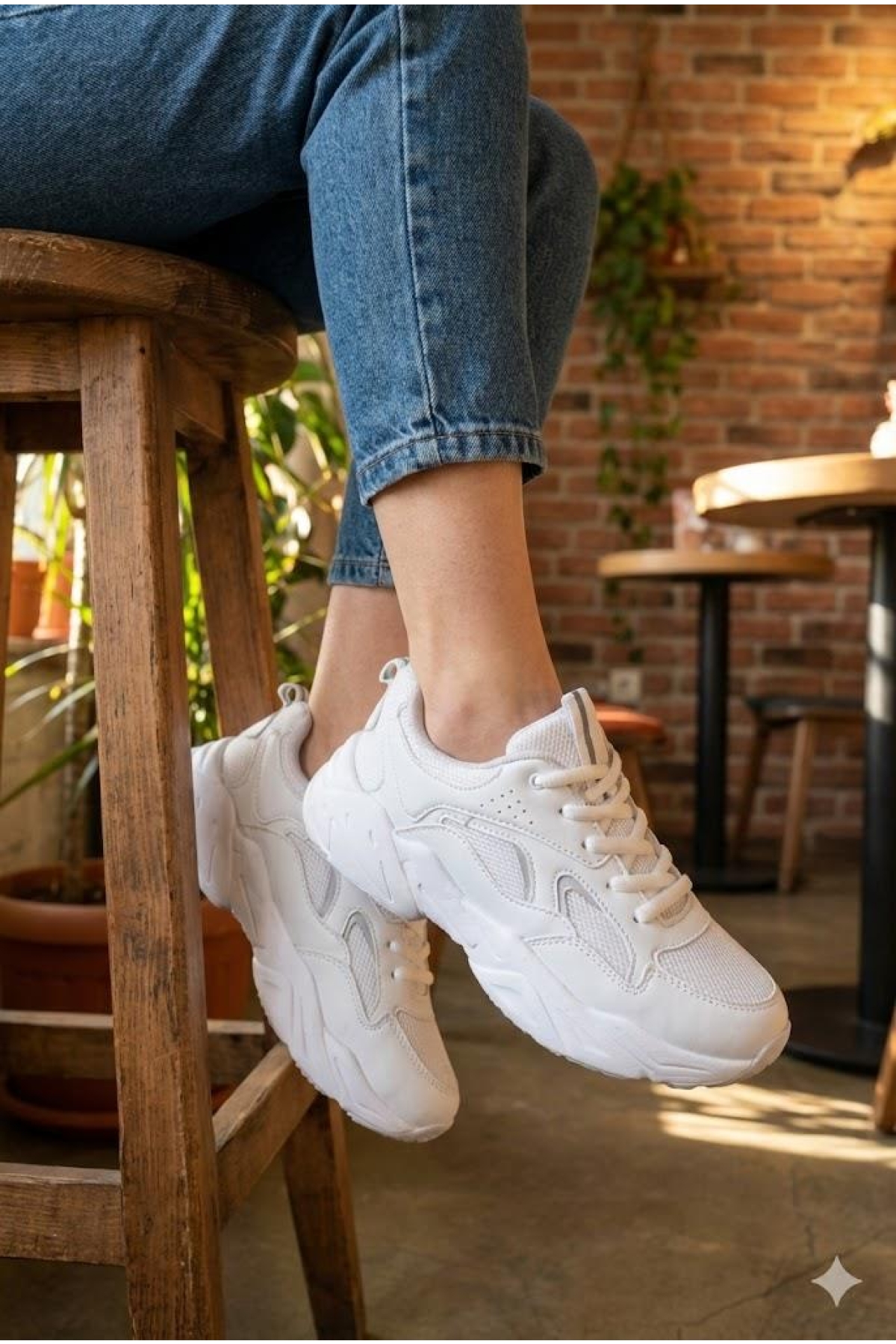 Fort Fort Beyaz 2107 LMB Rahat Hafif Kalın Taban Sneaker Kadın Spor Ayakkabı Flo'da! Beyaz - 4. görsel