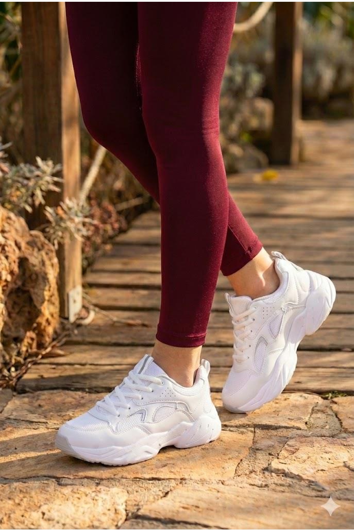 Fort Fort Beyaz 2107 LMB Rahat Hafif Kalın Taban Sneaker Kadın Spor Ayakkabı Flo'da! Beyaz - 7. görsel