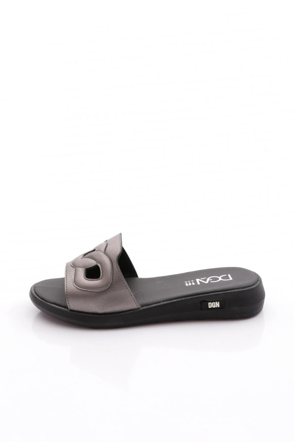 Dgn Dgn Gümüş 1391-22Y Kadin Zincir İşlemeli Kalin Bant Terlik Flo'da! Gümüş - 2. görsel