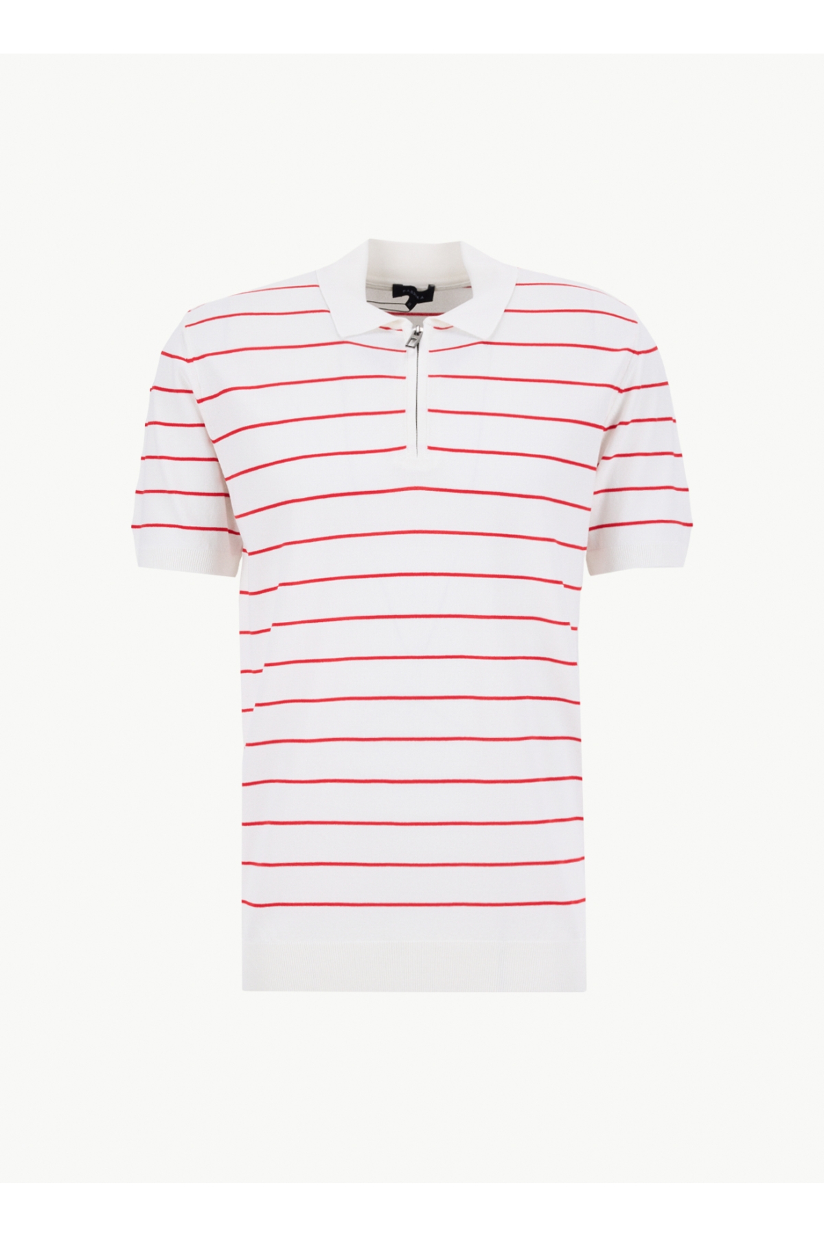 Pedestal Japan polo 長袖　yokosquad Polo Yaka Slim Fit Çizgili Beyaz - Kırmızı Erkek Kazak F6SM-KZK
