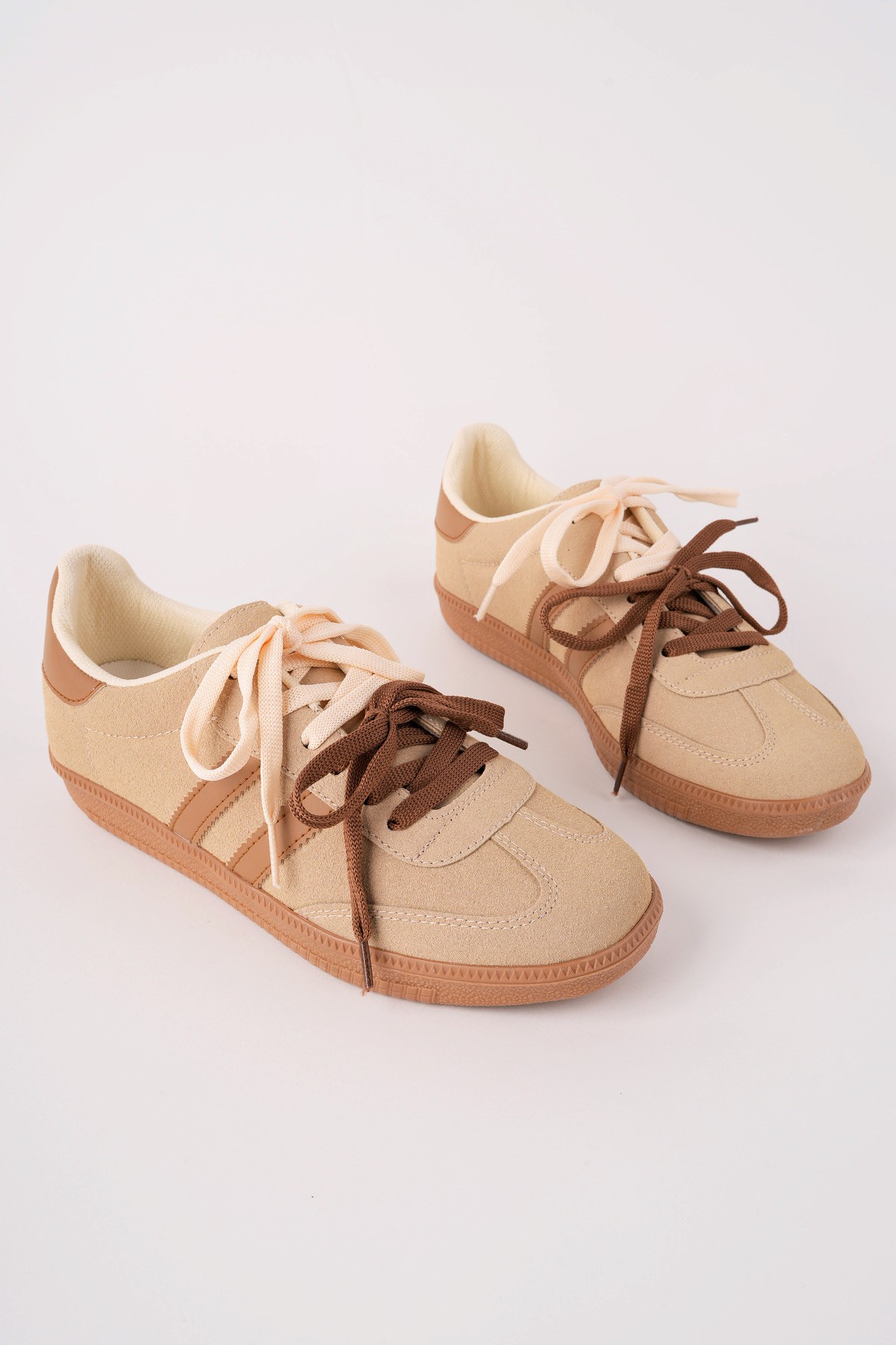 TAUPE Çift Bağcıklı Günlük Kadın Sneaker Spor Ayakkabı Fiyatları