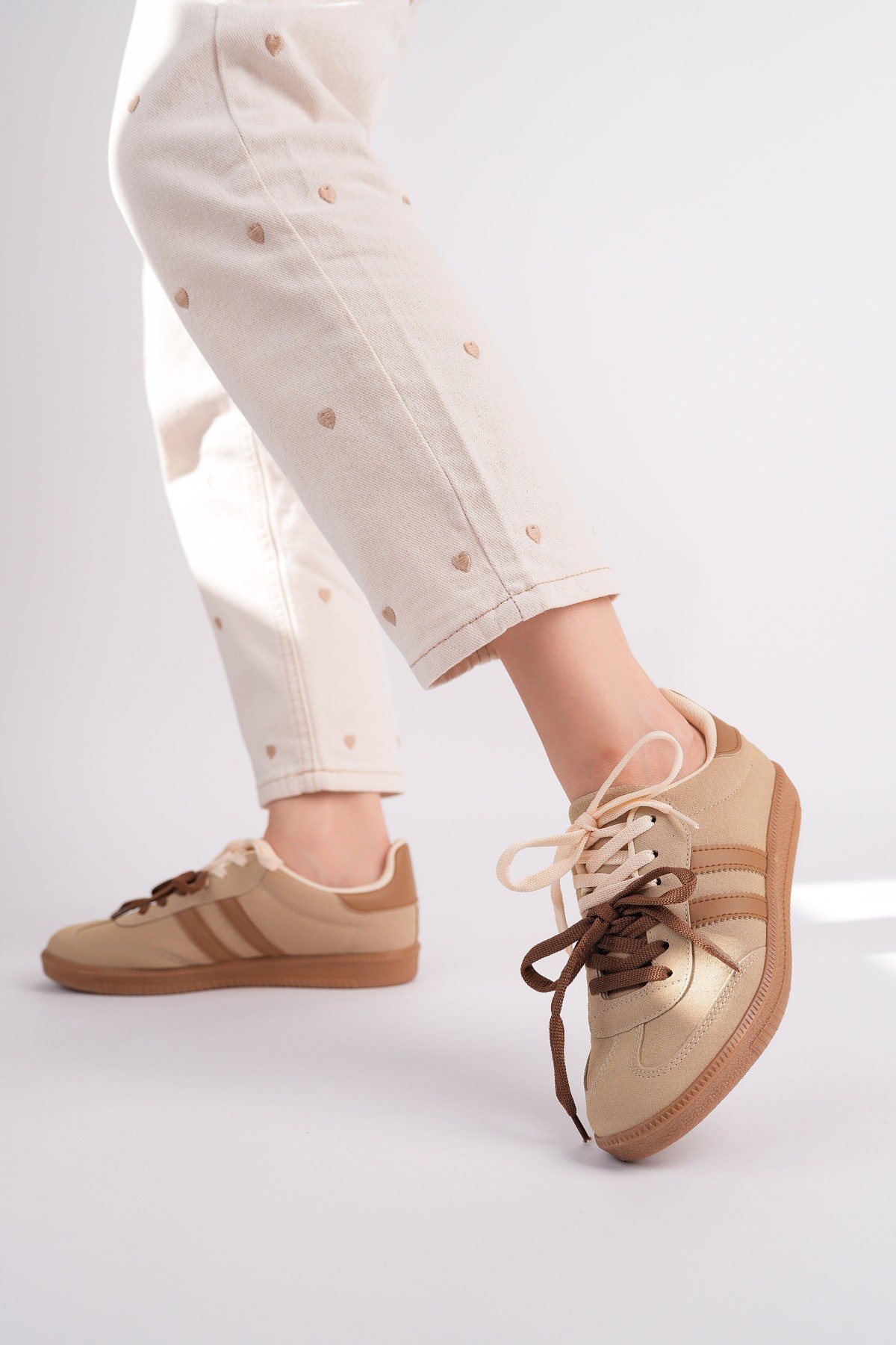 TAUPE Çift Bağcıklı Günlük Kadın Sneaker Spor Ayakkabı Fiyatları