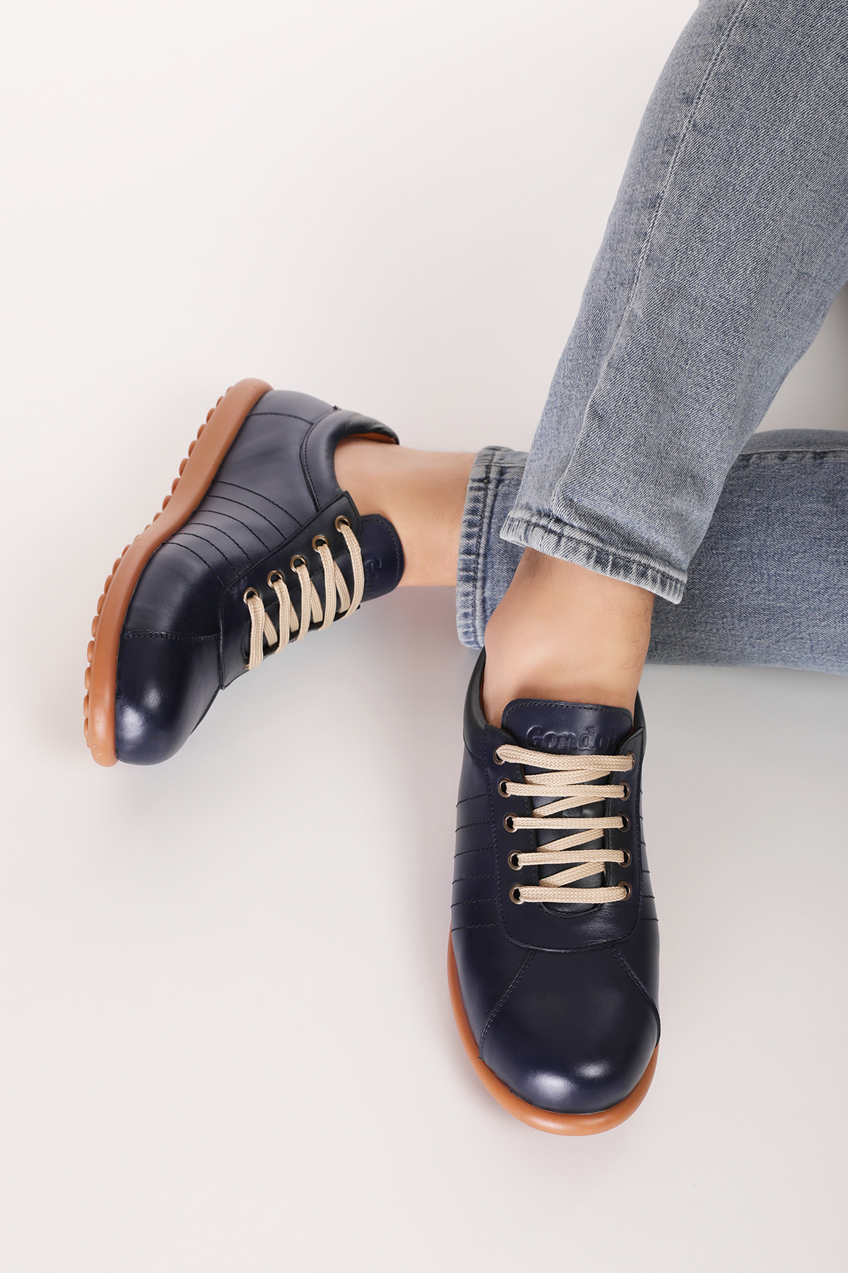 Gondol Kundura Lacivert Gondol Kundura Gondol İçi Dışı Hakiki Deri Günlük Rahat Casual Ayakkabı Pelotaz