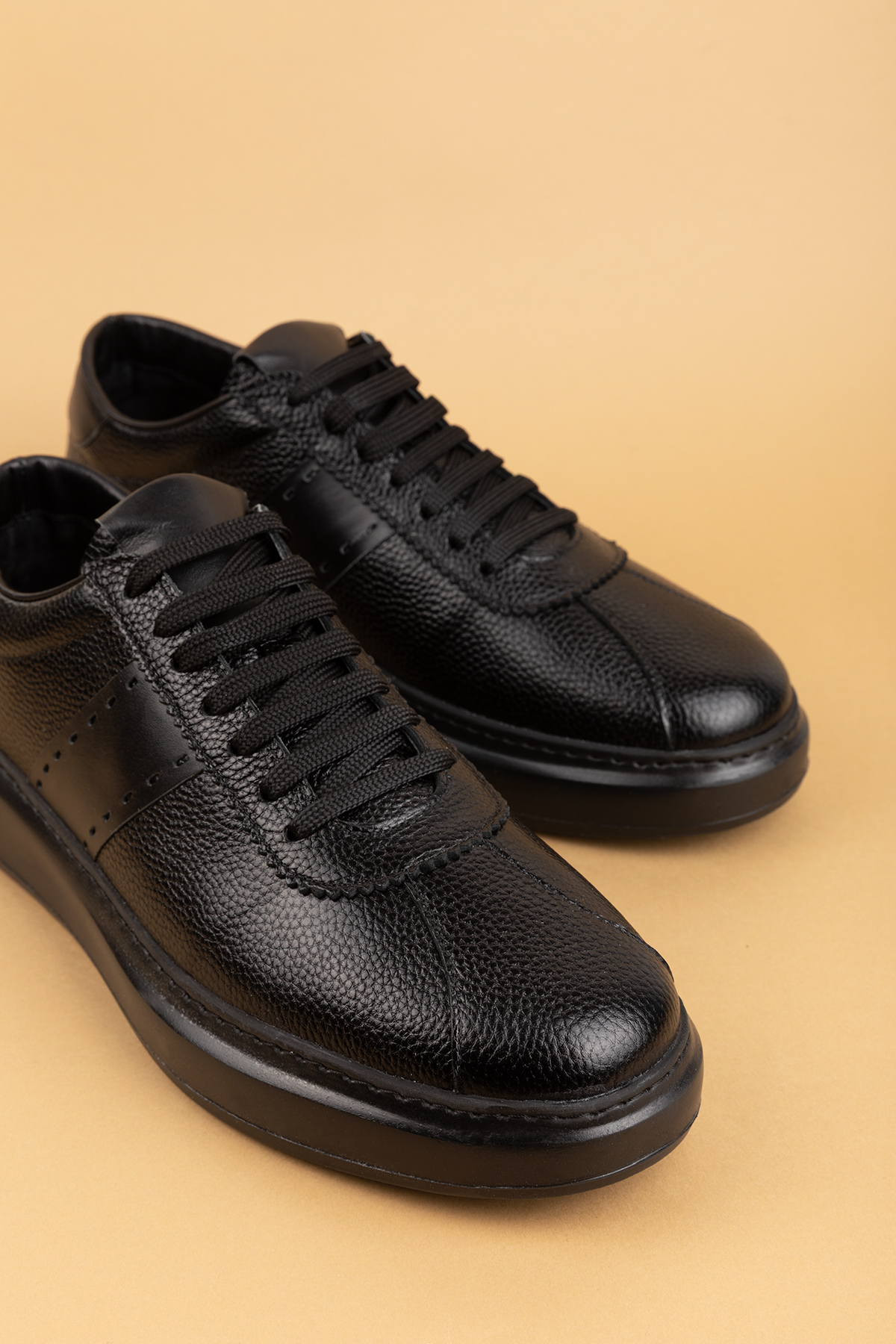 Gondol Kundura Siyah Gondol Kundura Gondol İçi Dışı Hakiki Deri Günlük Rahat Ayakkabı mals.348