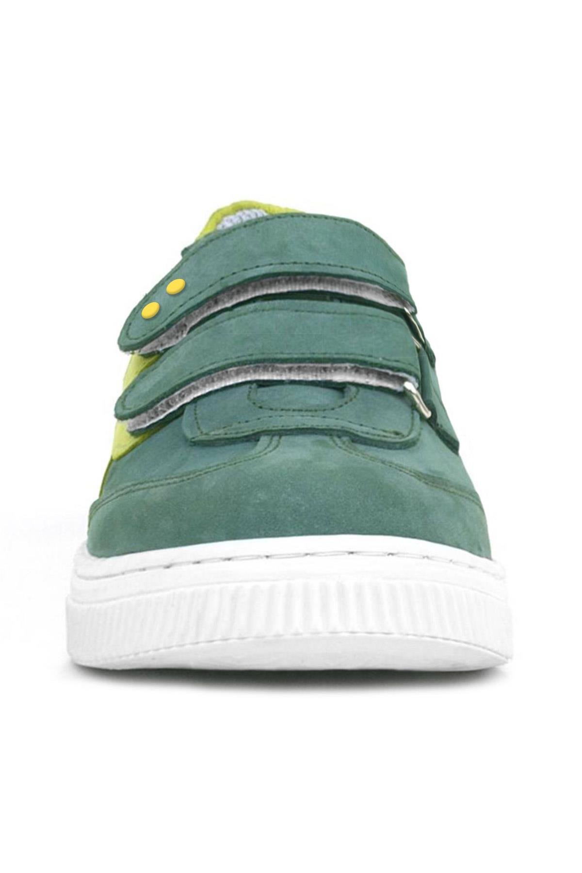Rakerplus Yeşil Rakerplus Hakiki Deri Cırtlı Metal Detaylı Çocuk Spor Ayakkabı