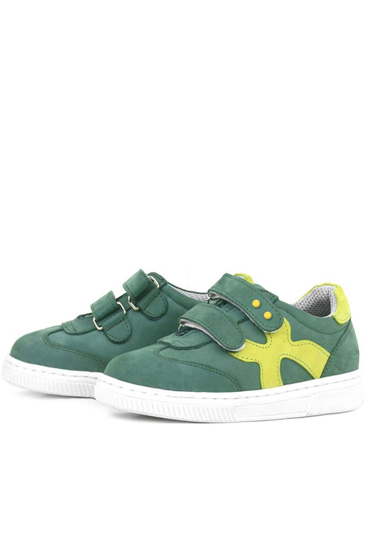 Rakerplus Yeşil Rakerplus Hakiki Deri Cırtlı Metal Detaylı Çocuk Spor Ayakkabı