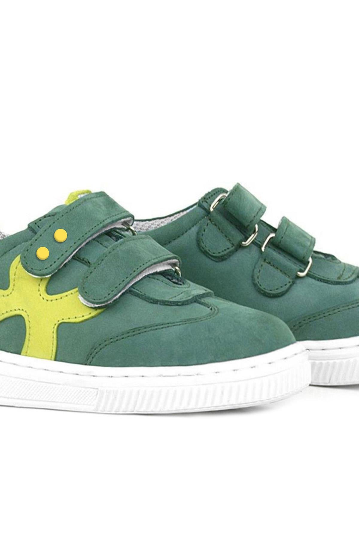 Rakerplus Yeşil Rakerplus Hakiki Deri Cırtlı Metal Detaylı Çocuk Spor Ayakkabı