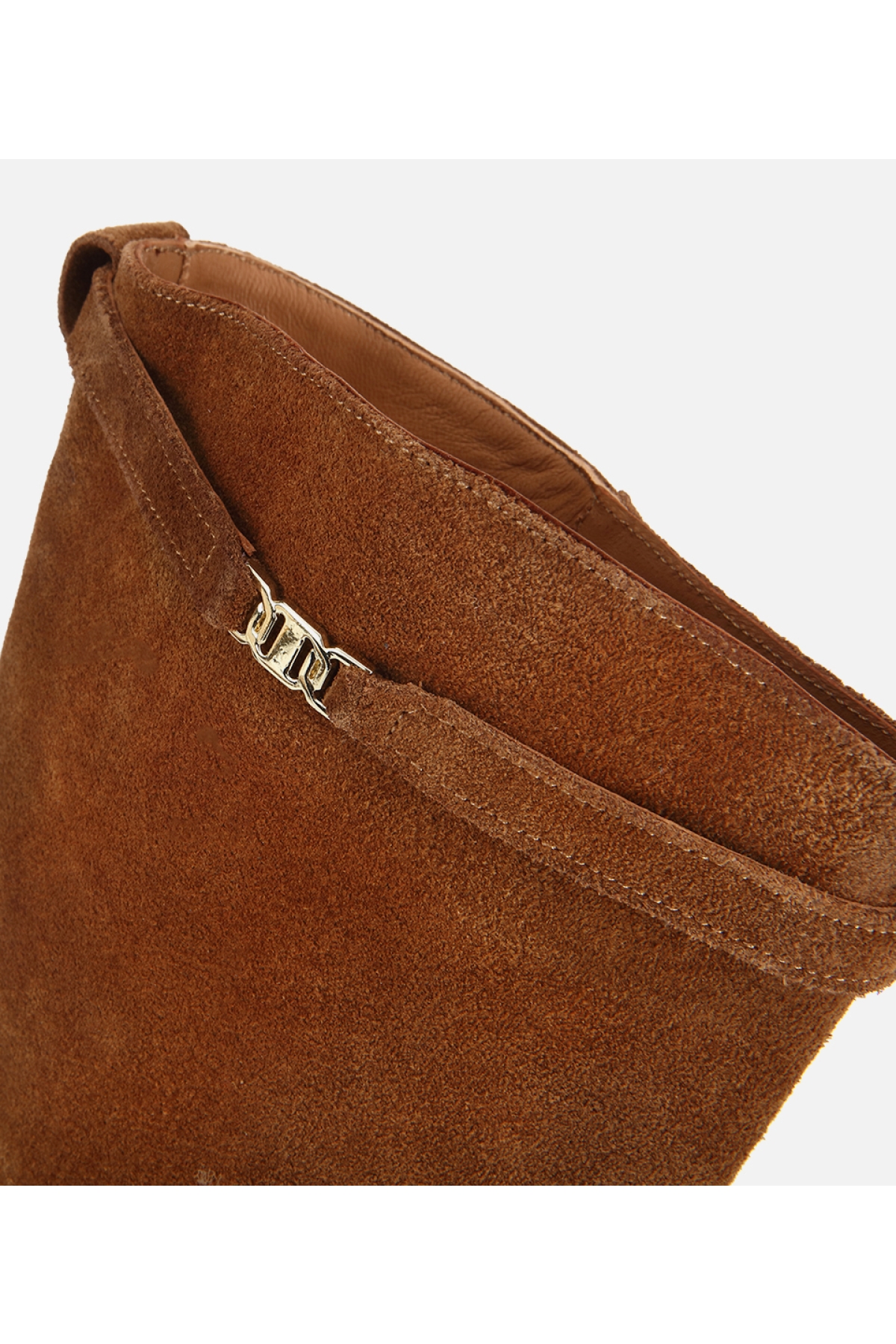 Hotiç Kahverengi Hotiç Süet Deri Kadın Kemer Detaylı Düz Çizme