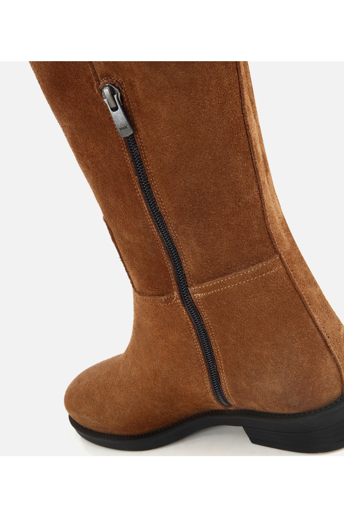 Hotiç Kahverengi Hotiç Süet Deri Kadın Kemer Detaylı Düz Çizme