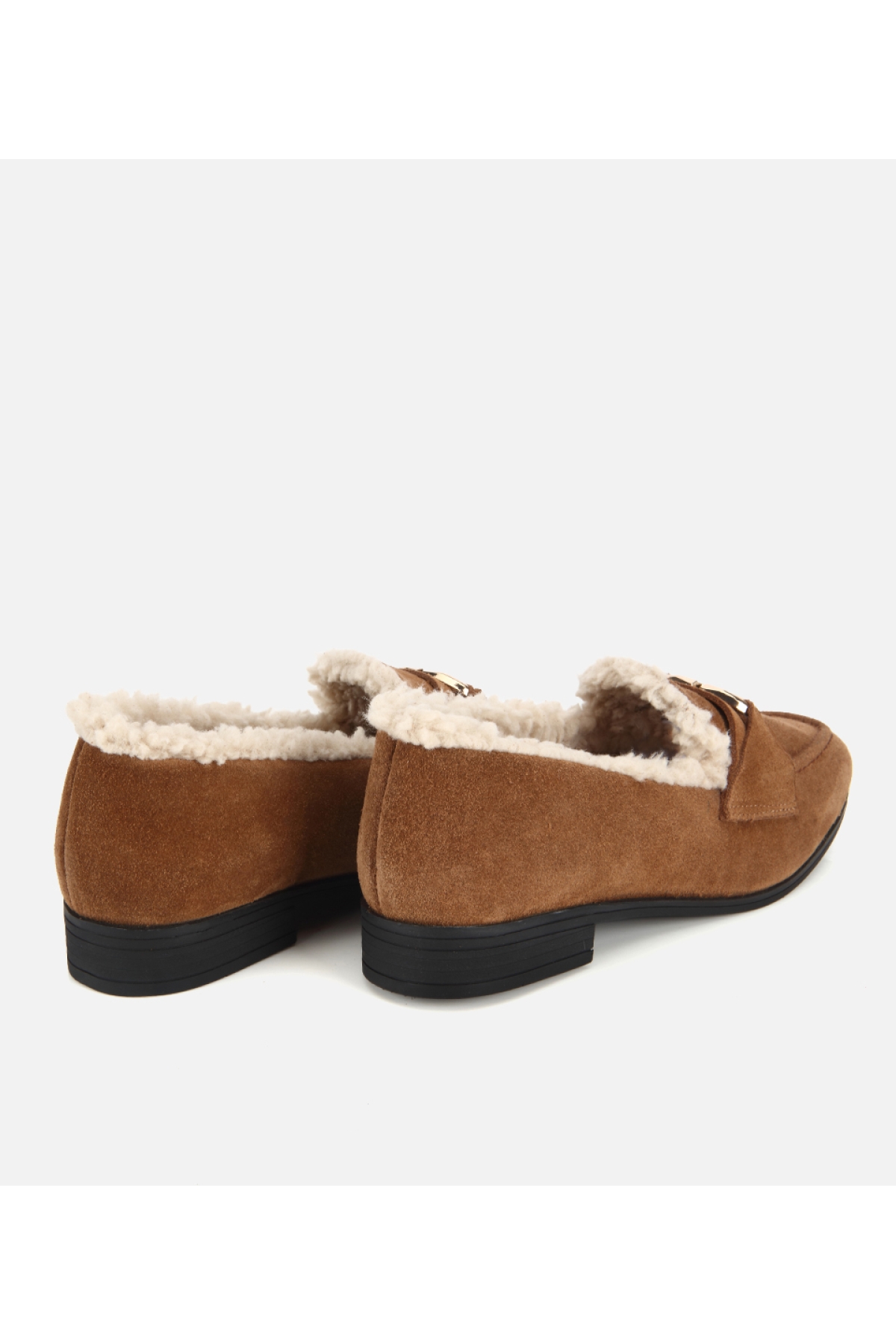 Hotiç Taba Hotiç Hotiç Süet Kadın Deri İçi Kürklü Klasik Loafer