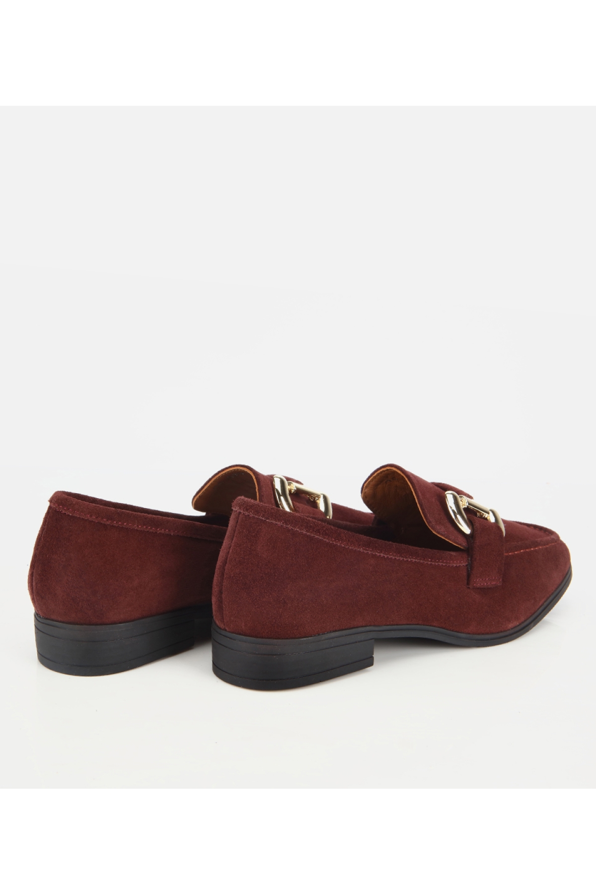 Hotiç Bordo Hotiç Hotiç Süet Kadın Deri Tokalı Klasik Loafer