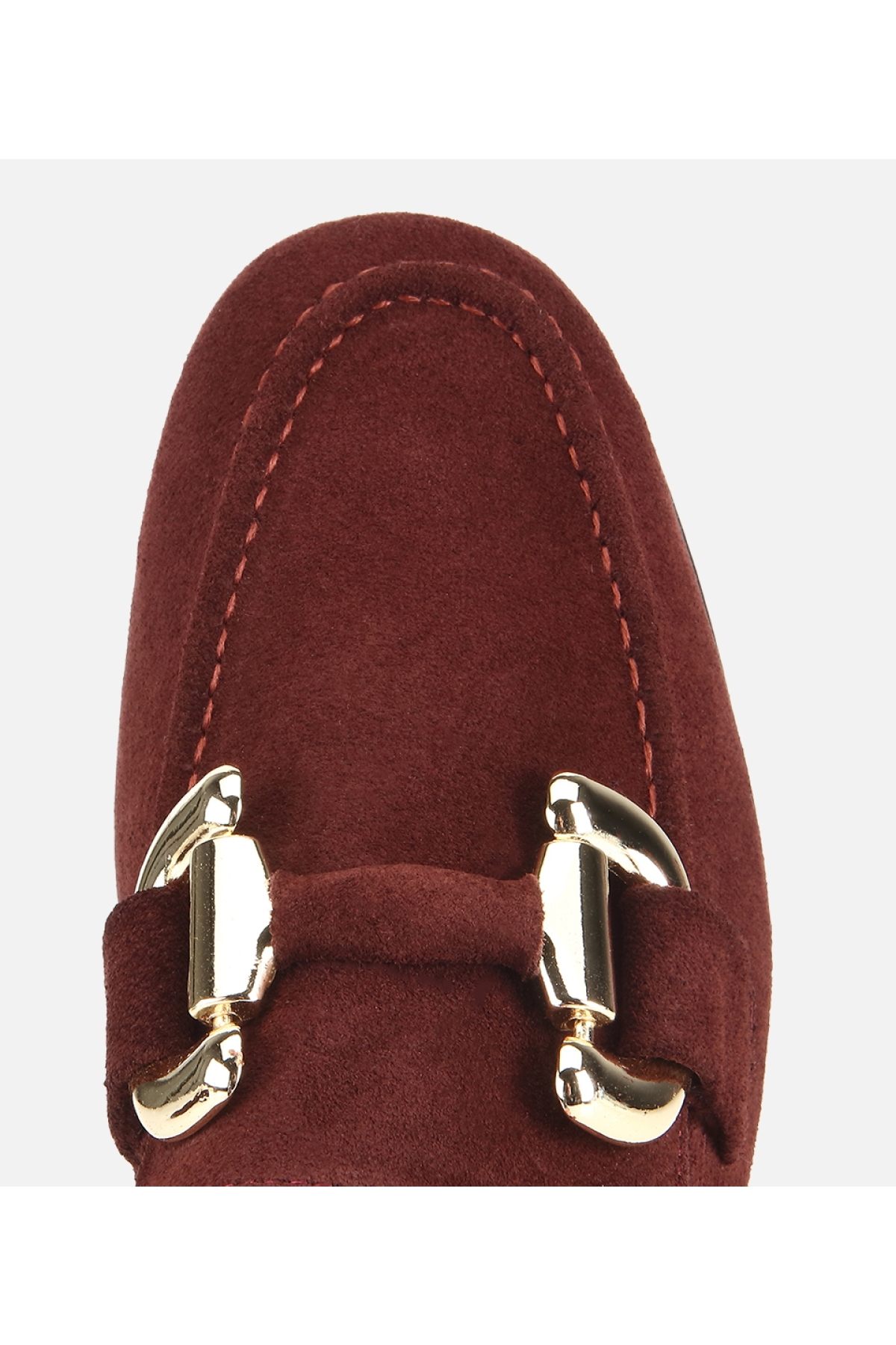 Hotiç Bordo Hotiç Hotiç Süet Kadın Deri Tokalı Klasik Loafer