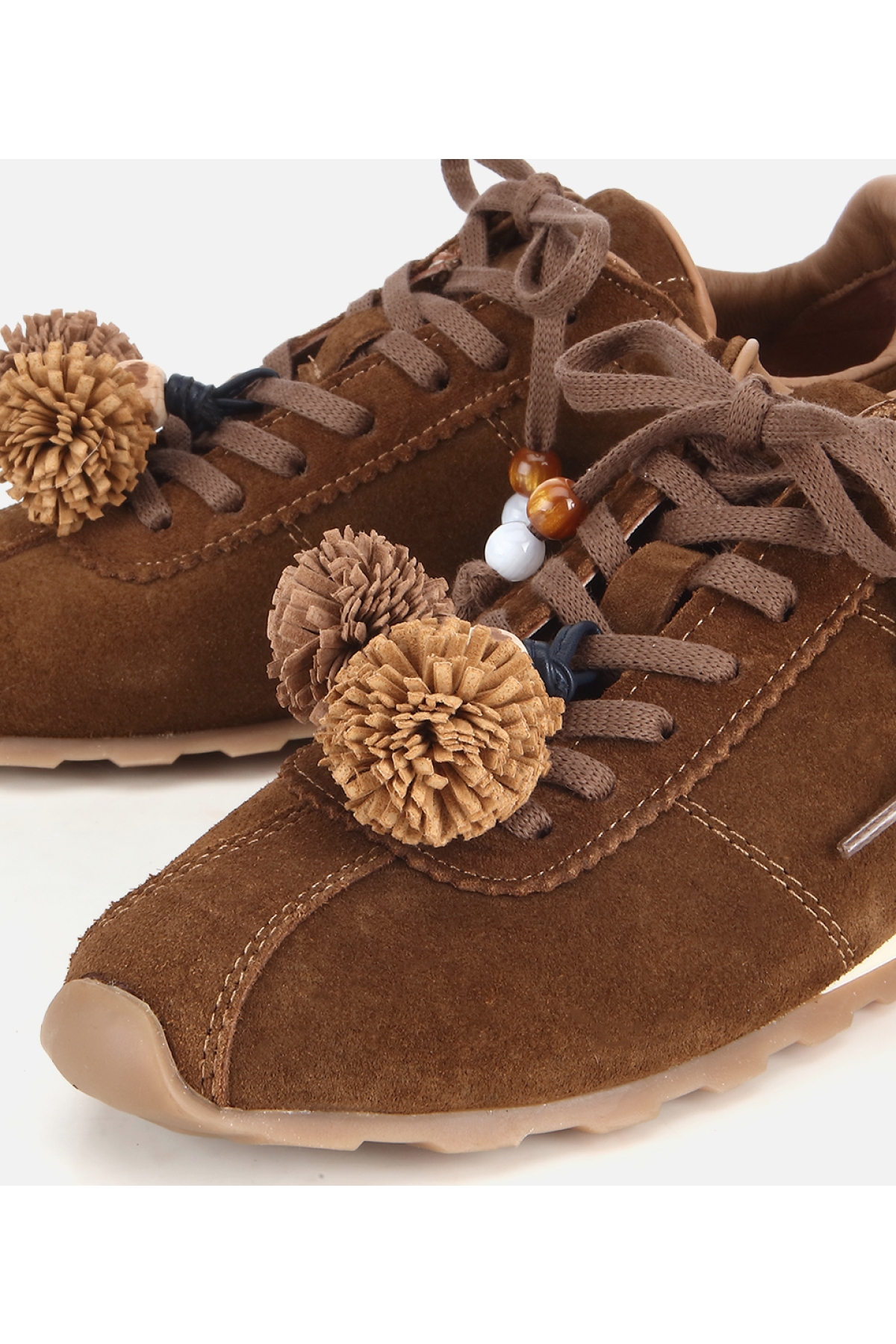 Hotiç Kahverengi Hotiç Süet Deri Kadın Aksesuar Detaylı Spor Ayakkabı