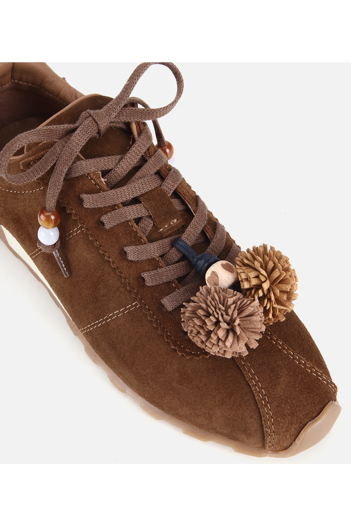 Hotiç Kahverengi Hotiç Süet Deri Kadın Aksesuar Detaylı Spor Ayakkabı