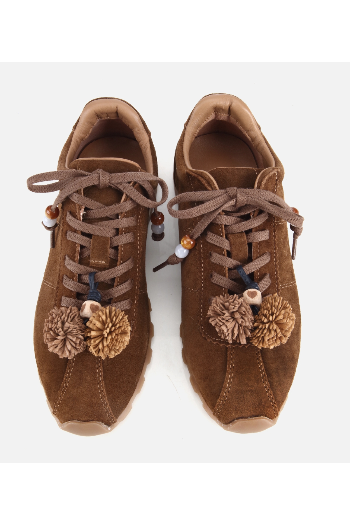 Hotiç Kahverengi Hotiç Süet Deri Kadın Aksesuar Detaylı Spor Ayakkabı