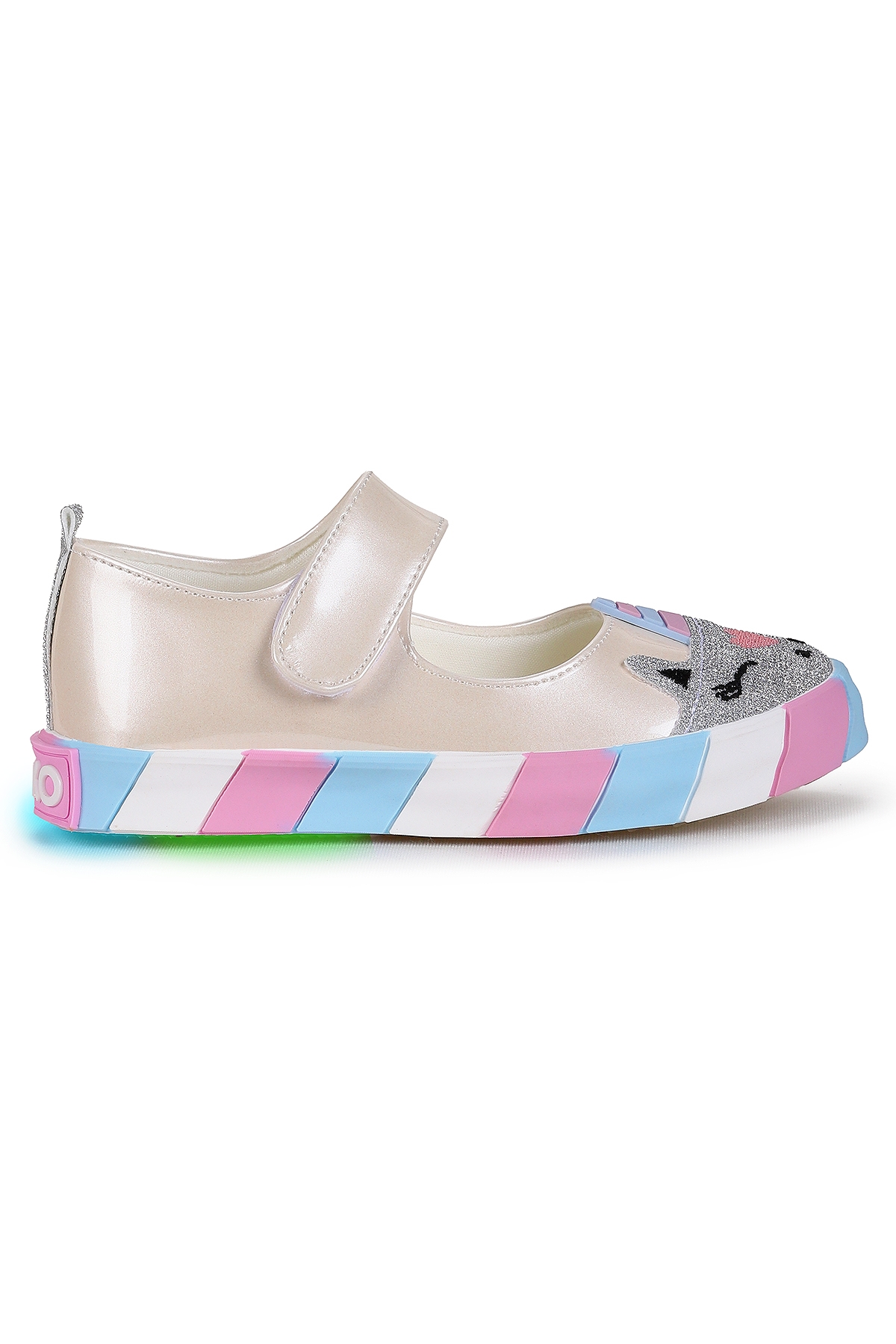 Kiko Kids Beyaz Kiko Kids Gilan Cirtli Işıklı Kız Çocuk Babet Ayakkabı