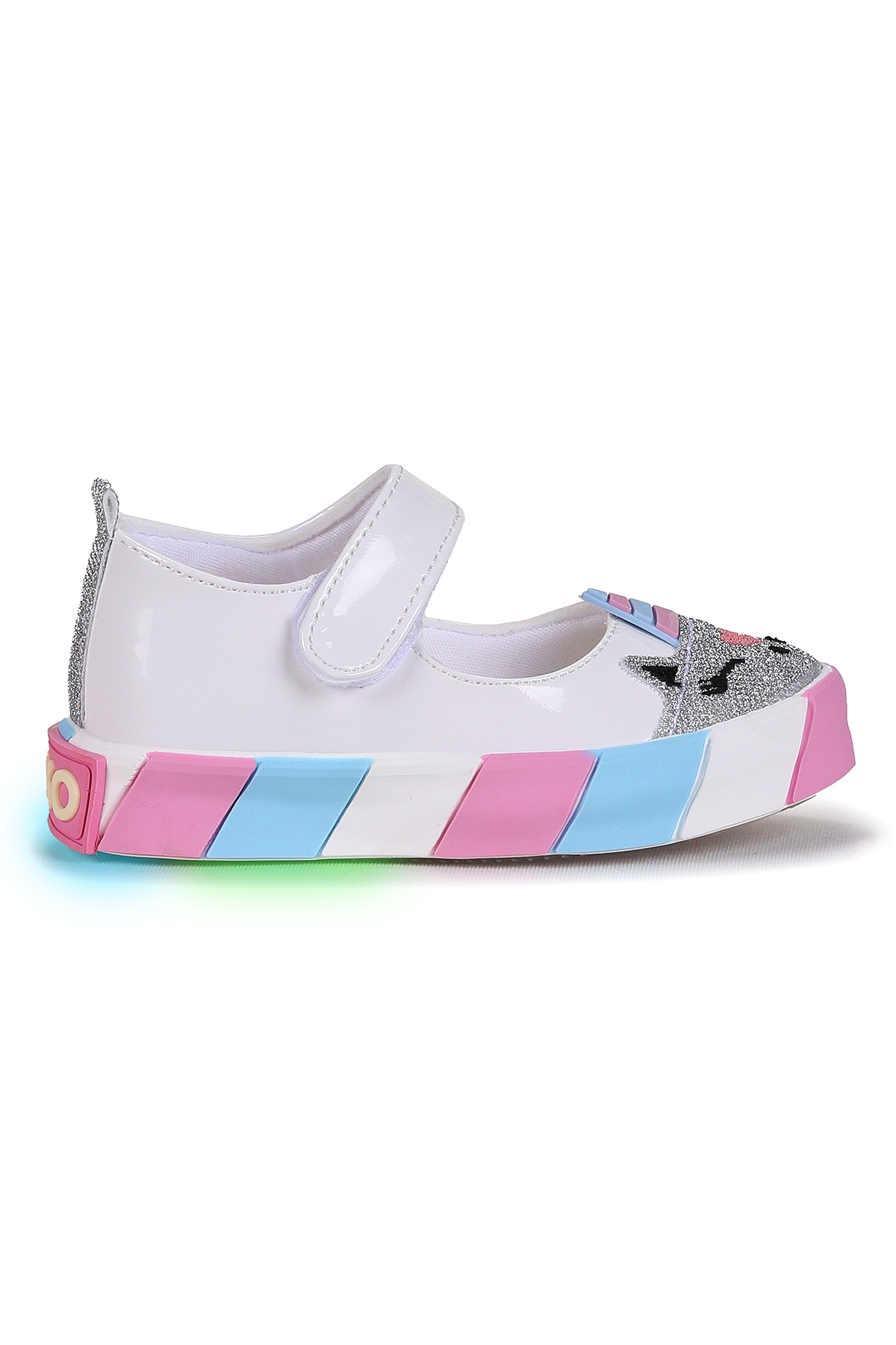 Kiko Kids Beyaz Kiko Kids Gilan Cirtli Işıklı Kız Bebek Babet Ayakkabı