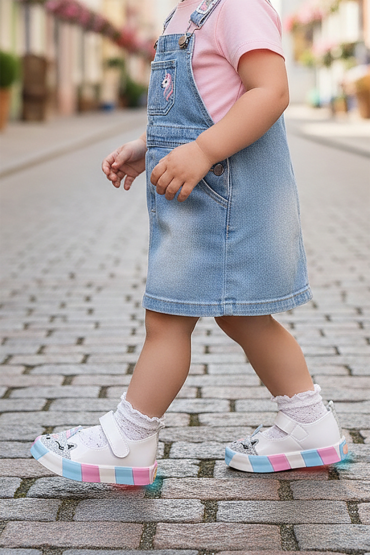 Kiko Kids Beyaz Kiko Kids Gilan Cirtli Işıklı Kız Bebek Babet Ayakkabı