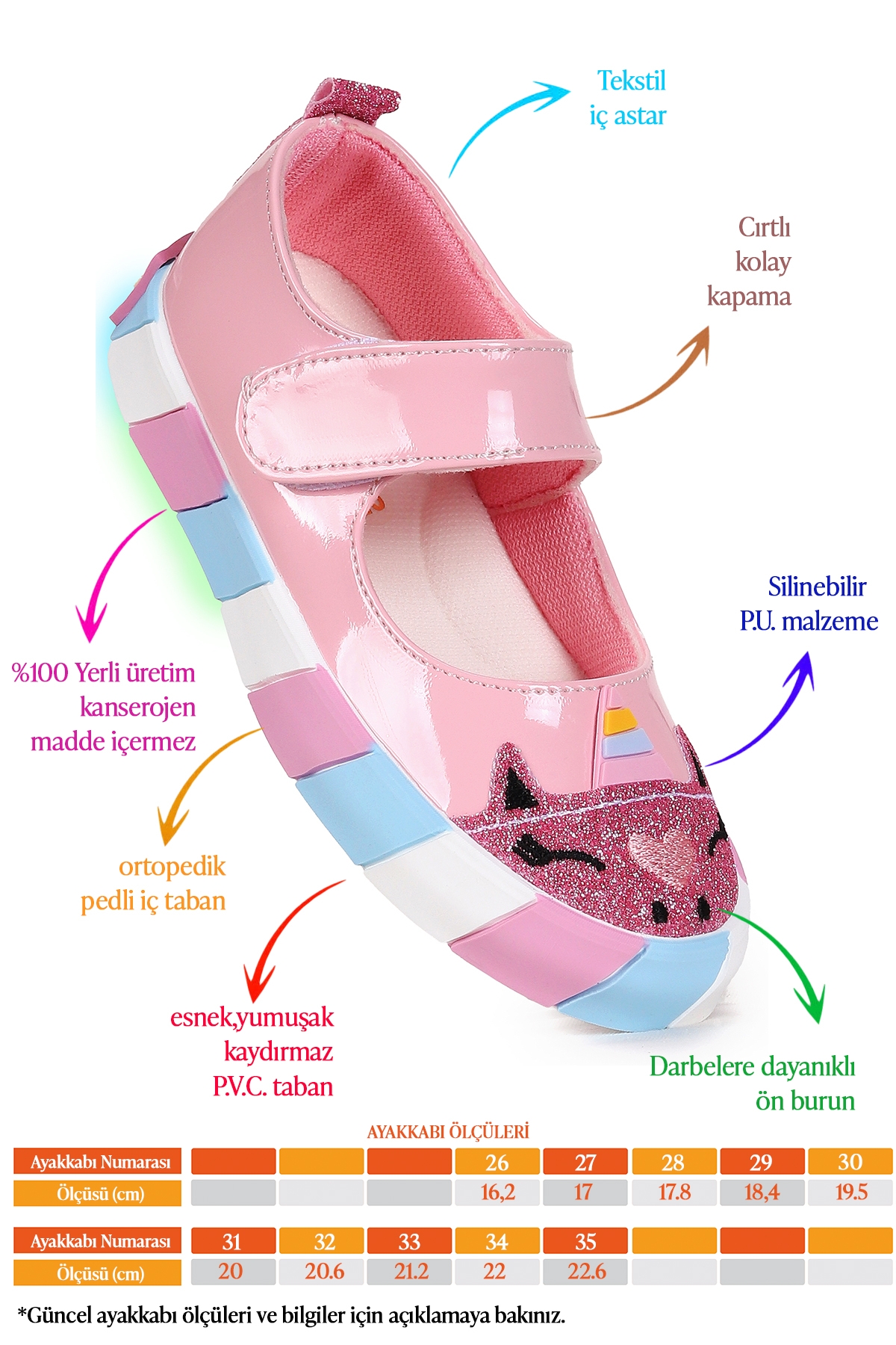 Kiko Kids Beyaz Kiko Kids Gilan Cirtli Işıklı Kız Çocuk Babet Ayakkabı