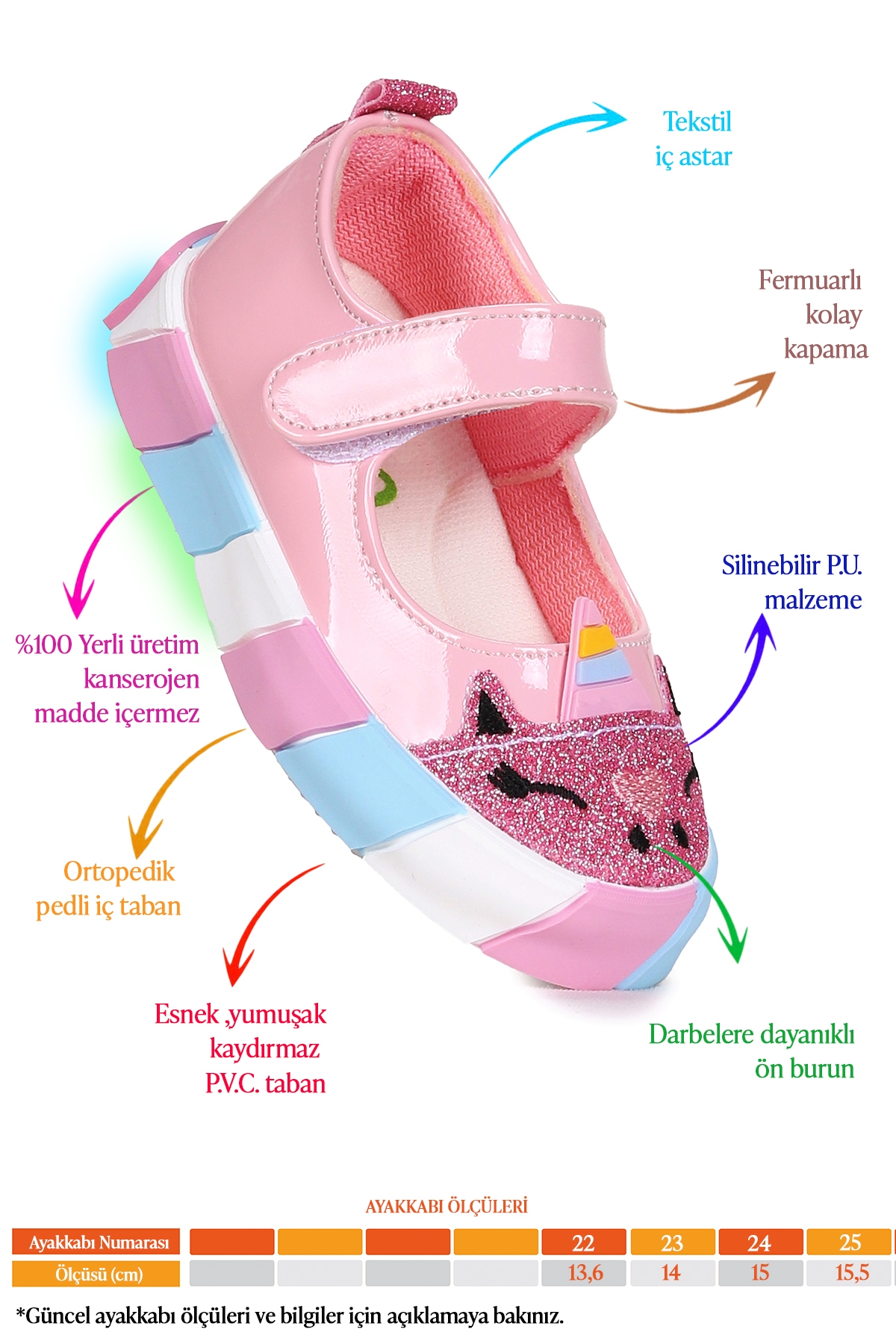 Kiko Kids Beyaz Kiko Kids Gilan Cirtli Işıklı Kız Bebek Babet Ayakkabı