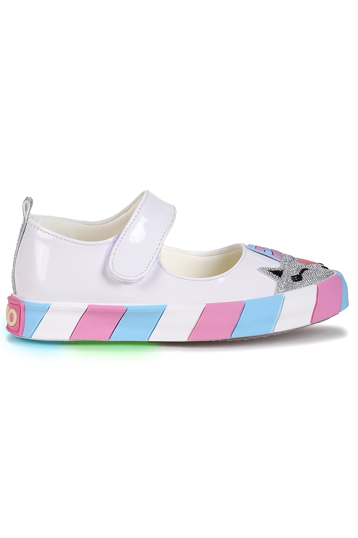 Kiko Kids Beyaz Kiko Kids Gilan Cirtli Işıklı Kız Çocuk Babet Ayakkabı