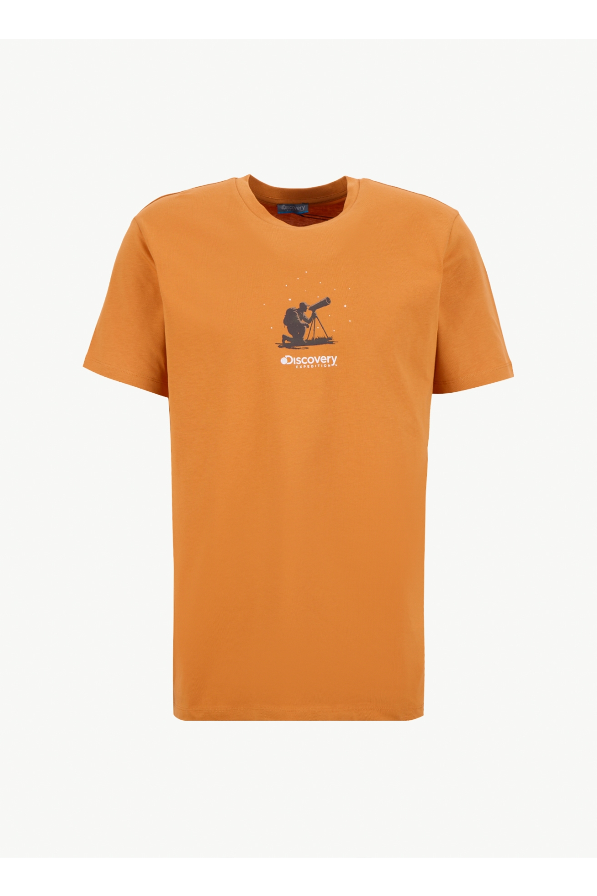D6SM-TST3888 Turuncu Bisiklet Yaka Relaxed Düz Erkek T-Shirt