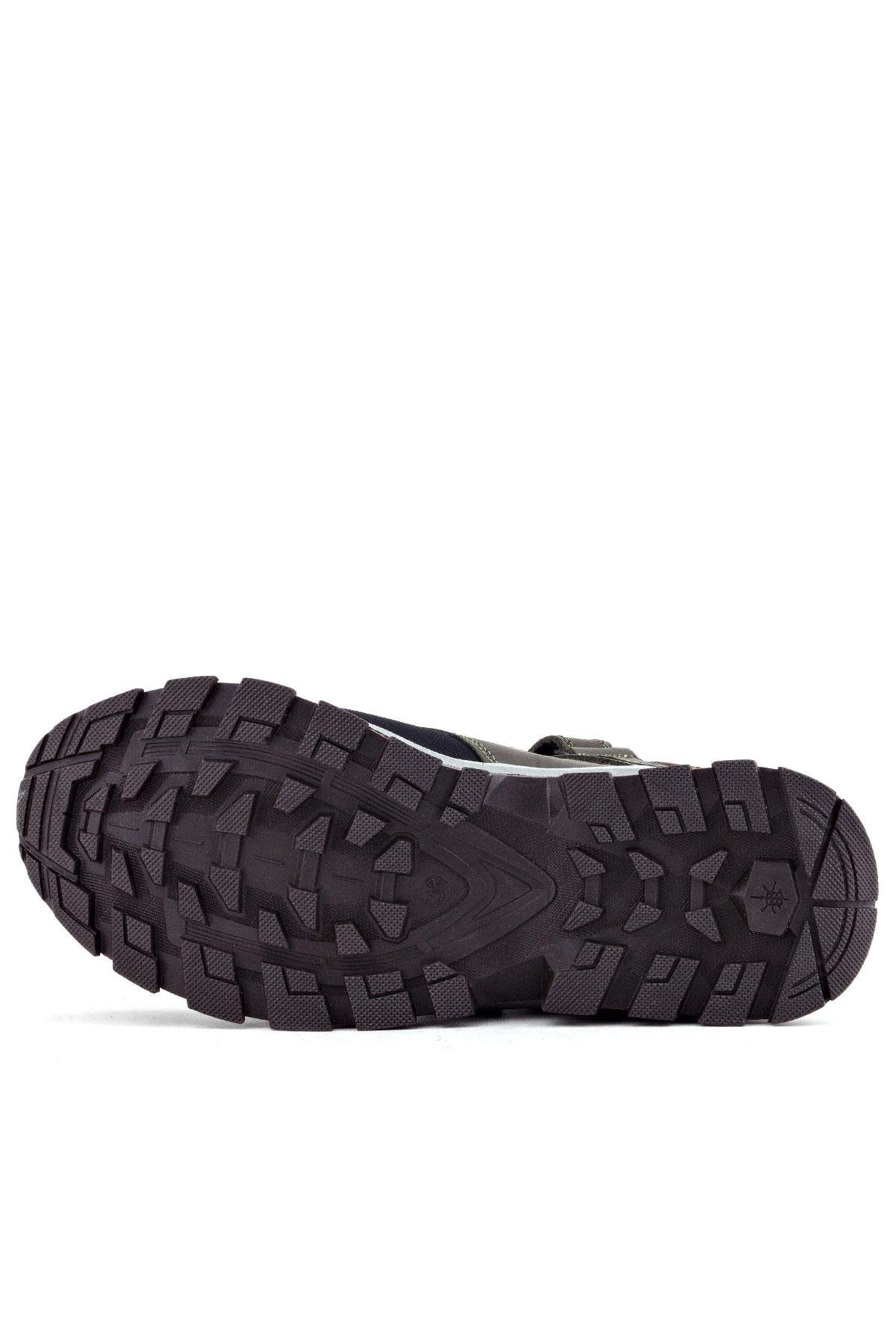 Rakerplus Haki Rakerplus Hakiki Deri Trekking Yeşil Sarı Cırt Cırtlı Erkek Çocuk Bot