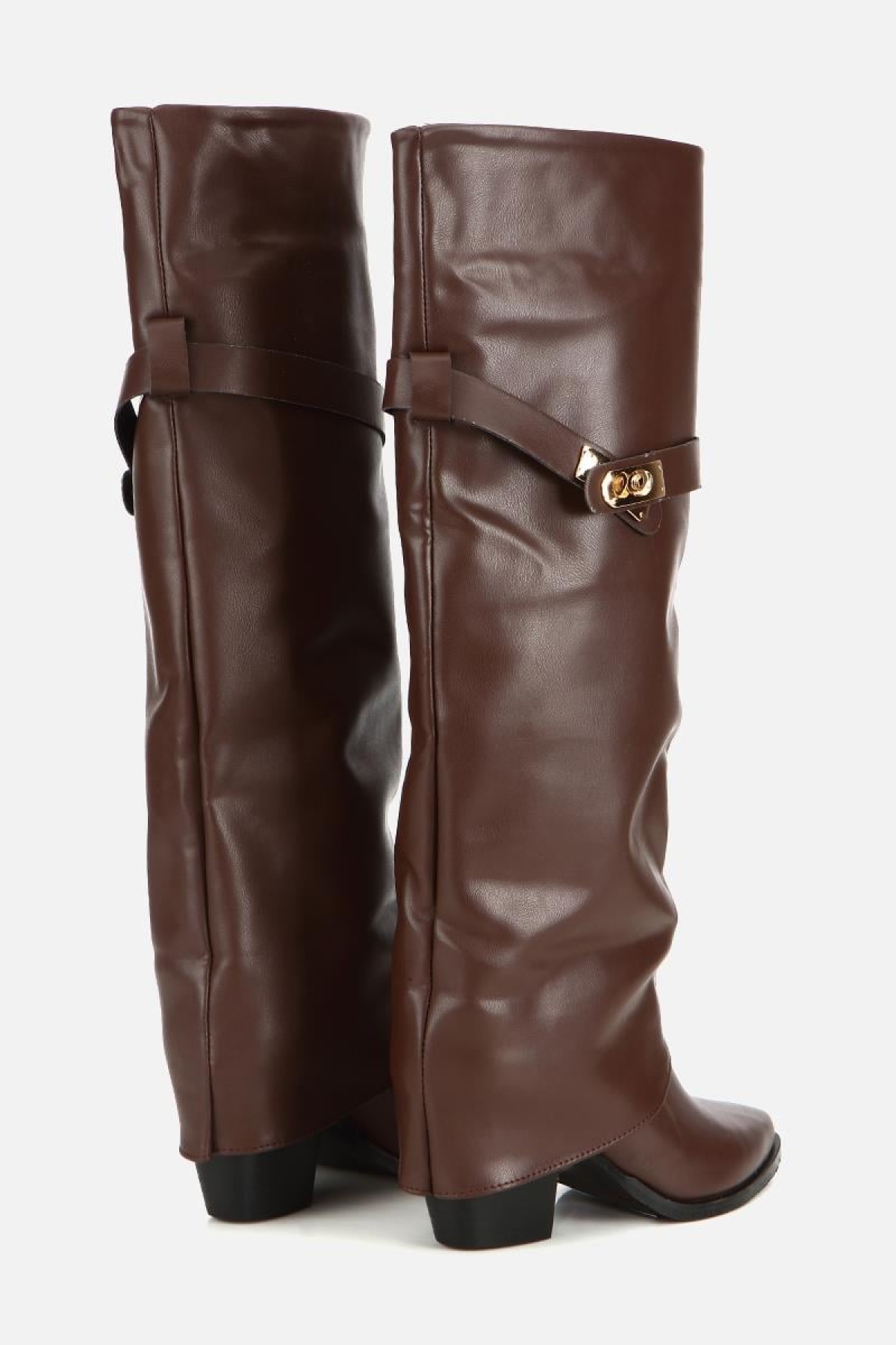 Yaya By Hotiç Kahverengi Yaya By Hotiç Yaya By Kadın Tokalı Diz Altı Kalın Topuklu Çizme