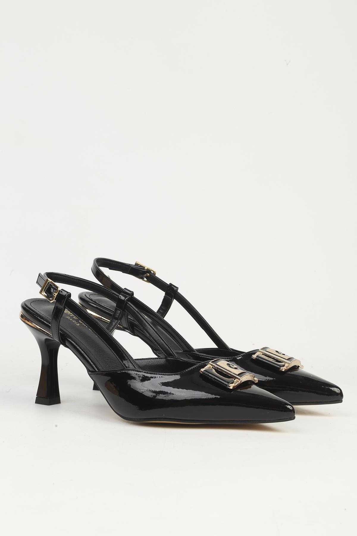 Pierre Cardin Siyah Pierre Cardin Rugan Kadın Topuklu Ayakkabı PC-55775