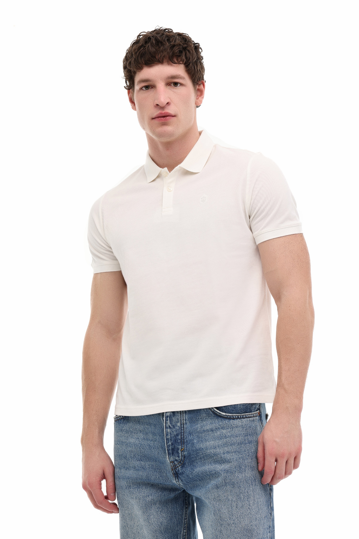MB CT953 POLO T-SH 6FX KIRIK BEYAZ Erkek Kısa Kol T-Shirt