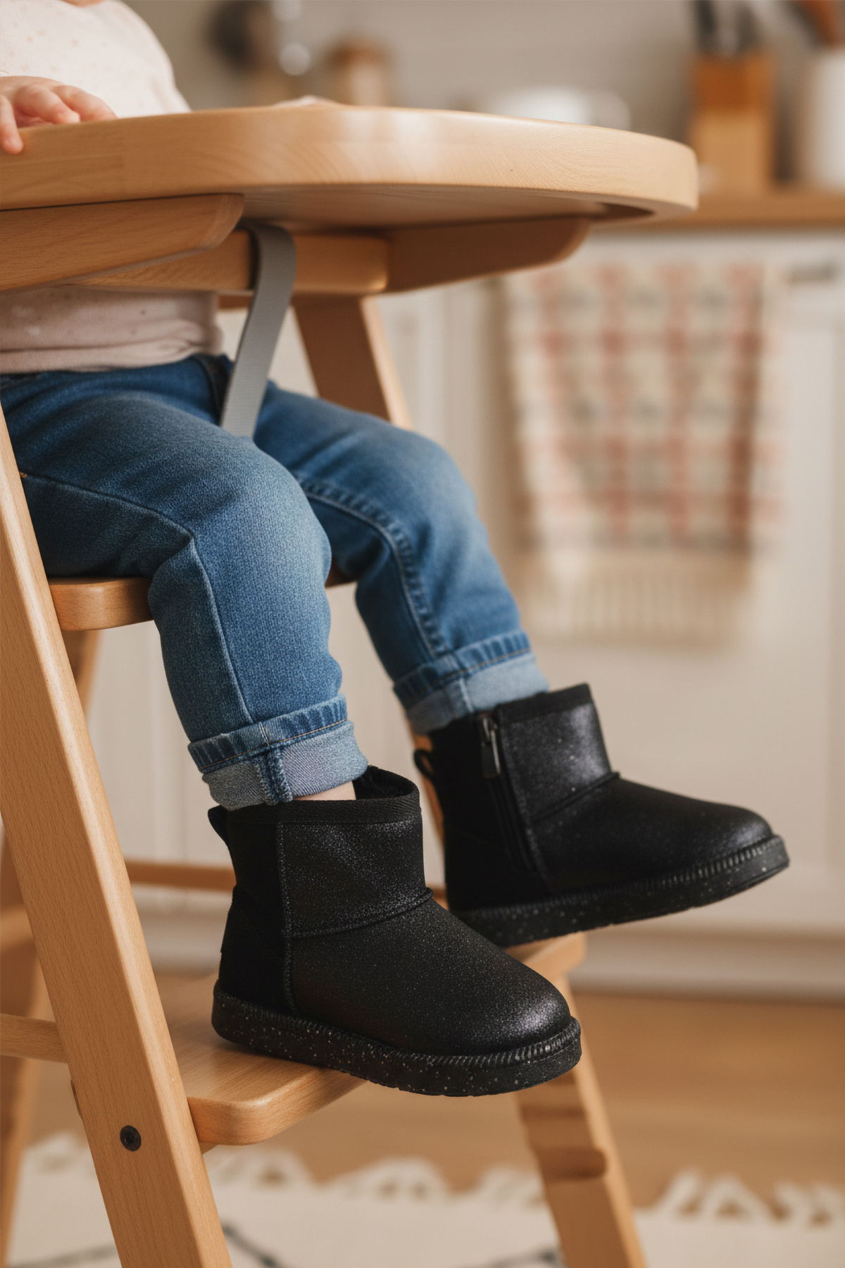 A Spor Siyah A Spor Aspor Taba İçi Kürklü Fermuarlı Kız Bebek Düz Bot