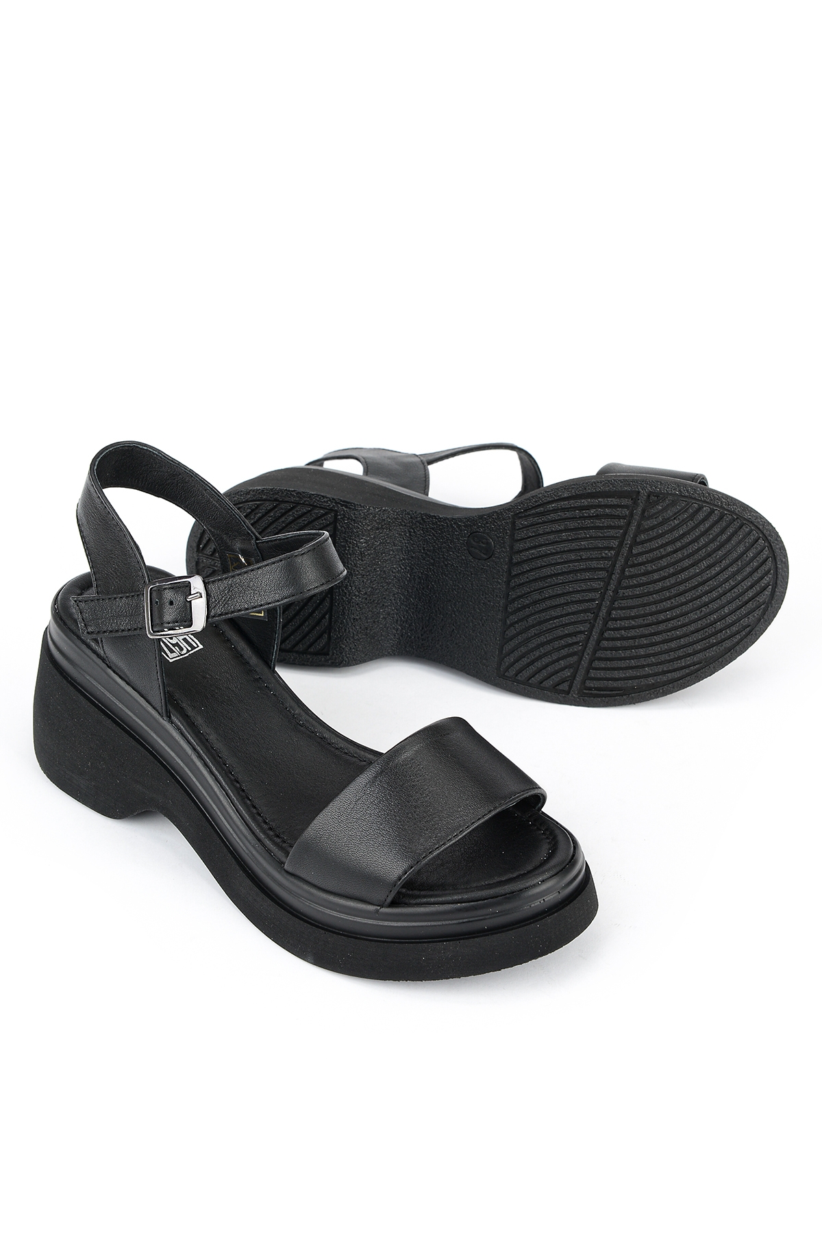 Ziya Siyah Ziya Hakiki Kadın Deri Topuklu Sandalet 161992Z64028
