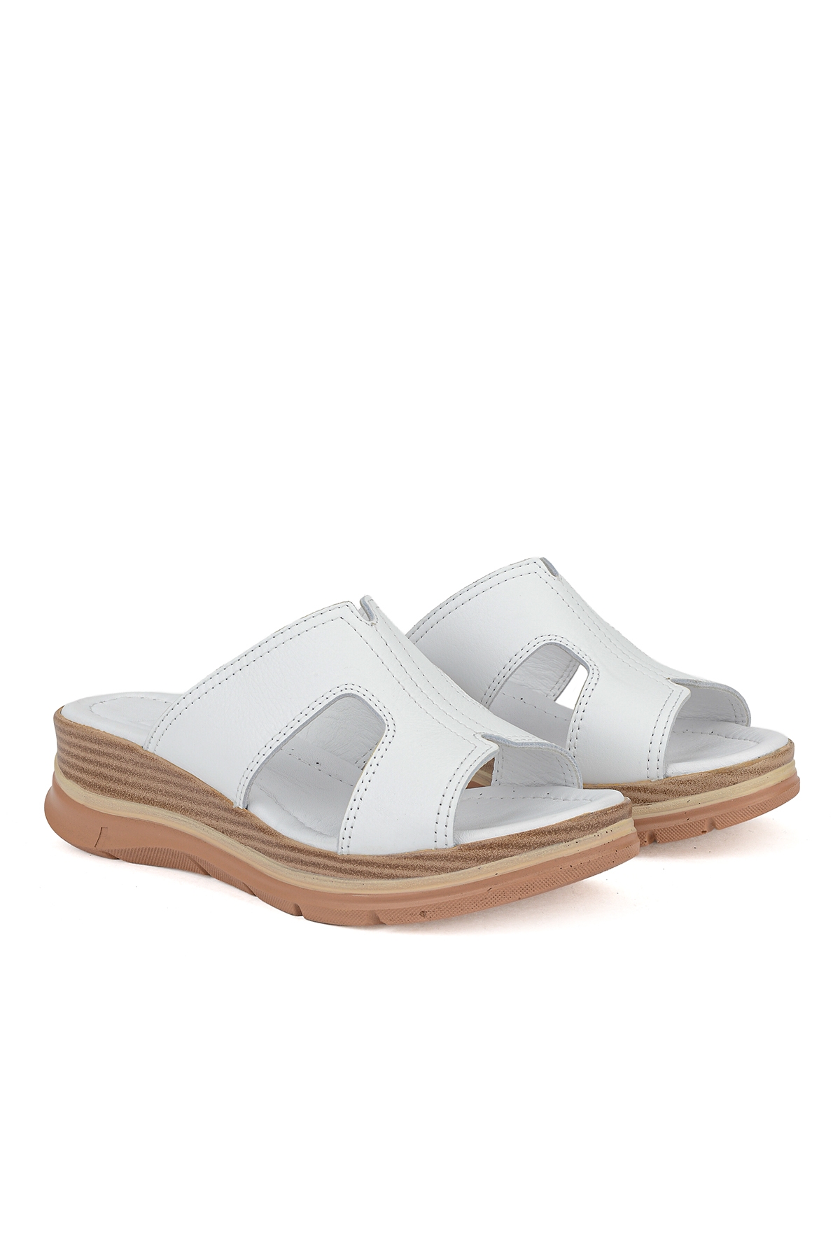Ziya Beyaz Ziya Hakiki Deri Kadın Dolgu Terlik 1611020Z2565