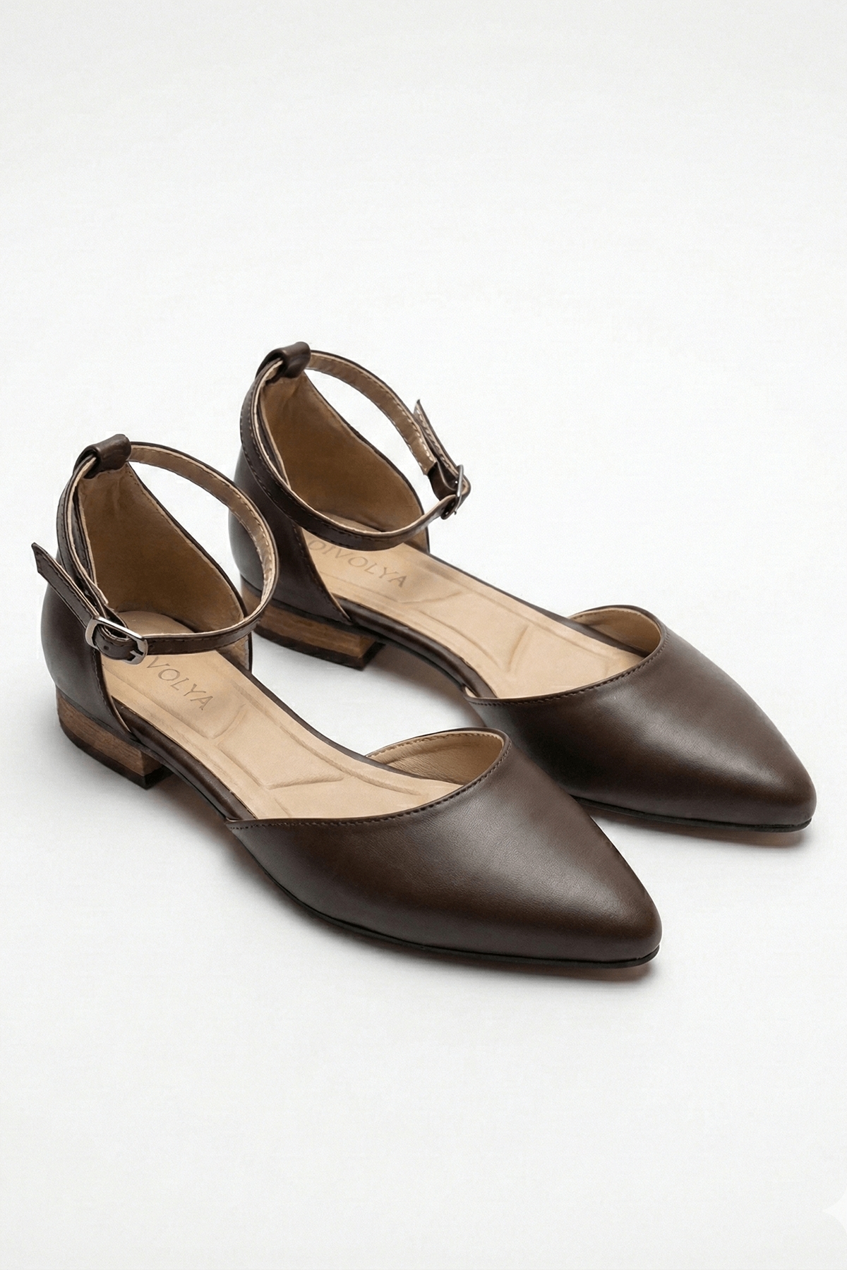 Divolya Divolya Kahverengi Misty Kahve (2 cm Topuklu ) Bilekten Bantlı Sivri Burun Günlük Babet Flo'da! Kahverengi - 2. görsel