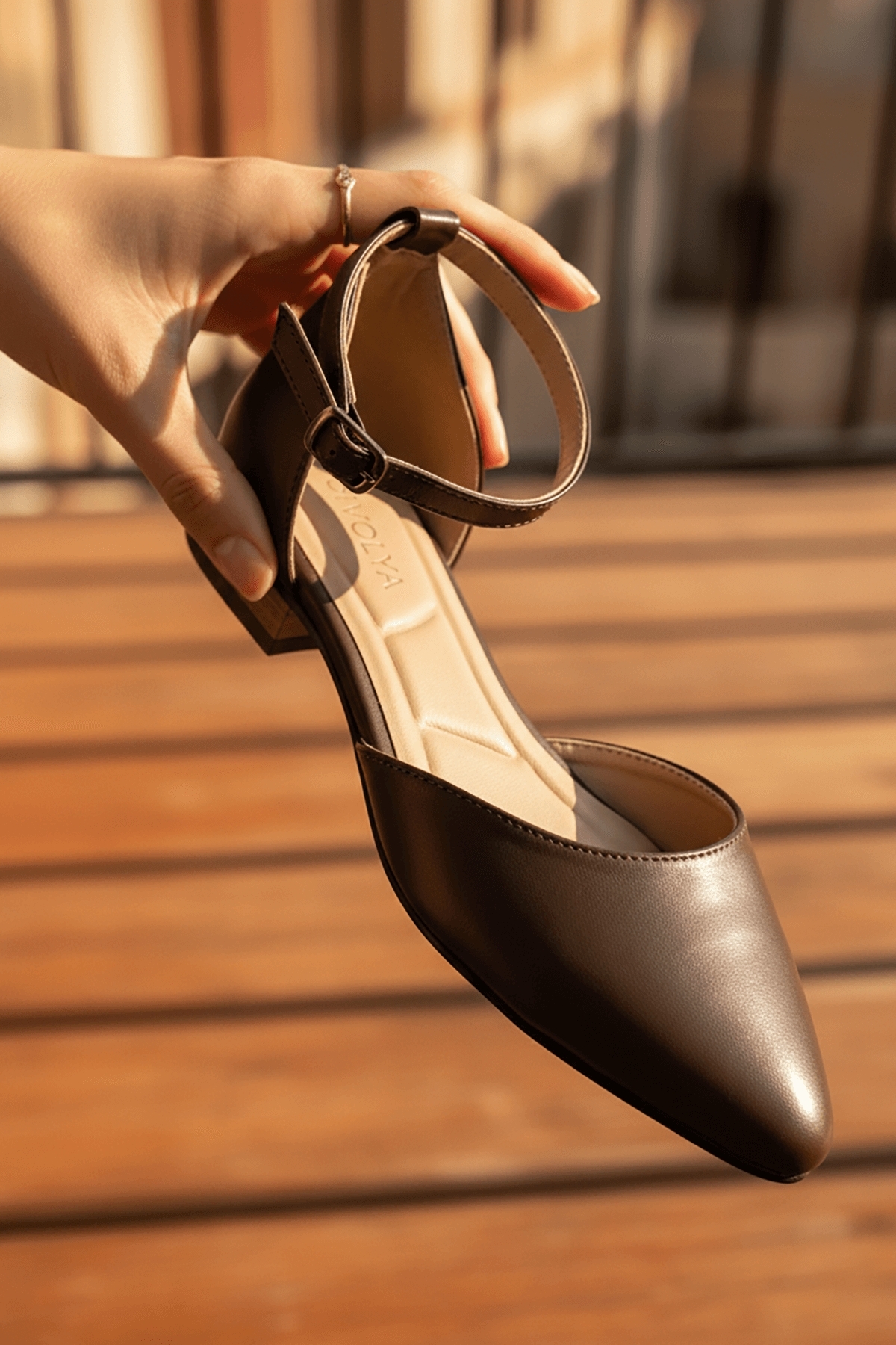 Divolya Divolya Kahverengi Misty Kahve (2 cm Topuklu ) Bilekten Bantlı Sivri Burun Günlük Babet Flo'da! Kahverengi - 3. görsel